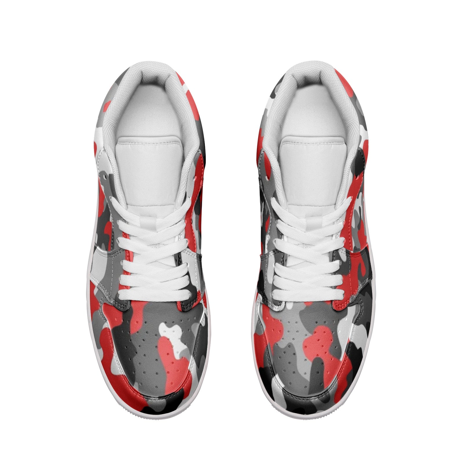 Camo Sneakers | Red, Gray, Black, & White | Low Top Leather Camo Colors
