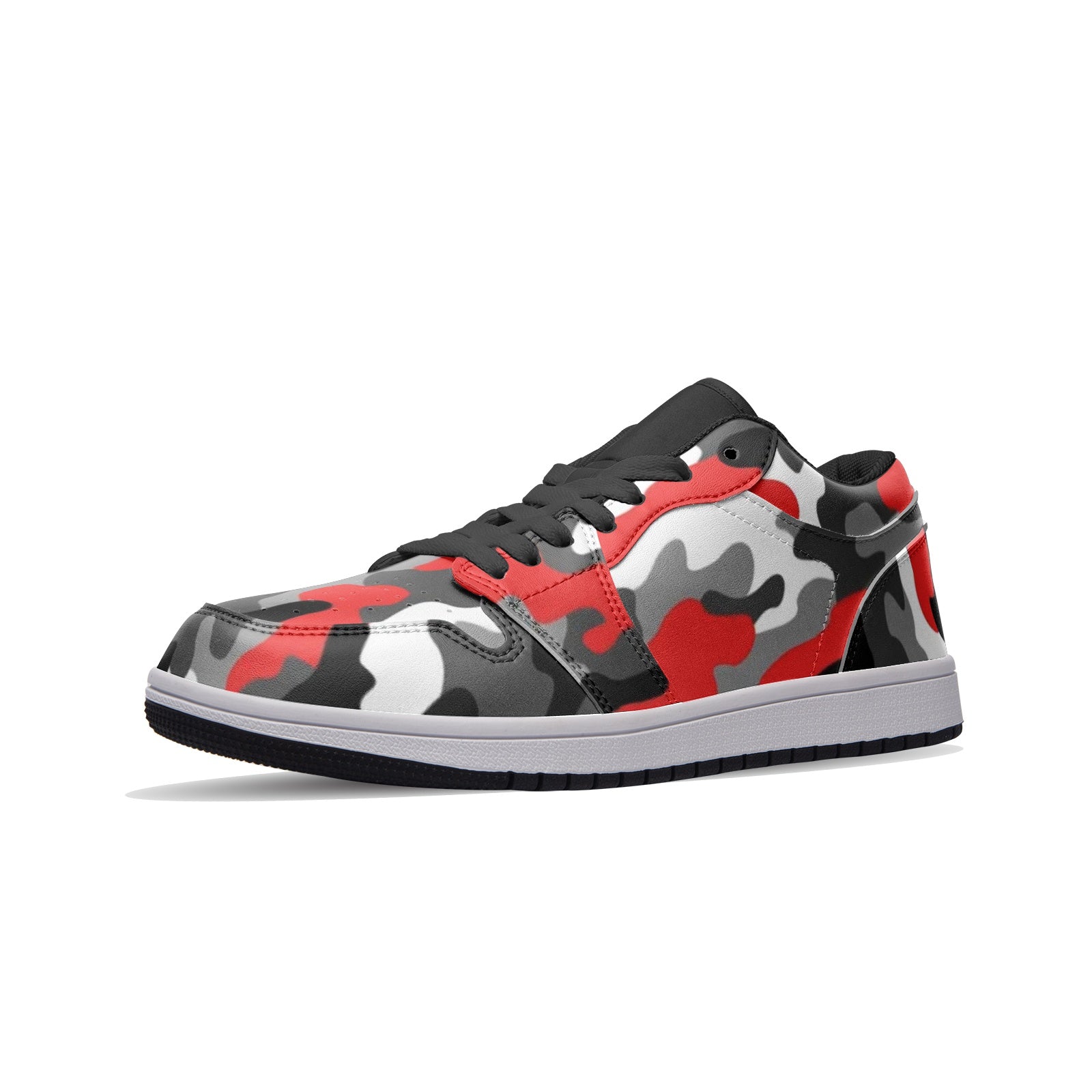 Camo Sneakers | Red, Gray, Black, & White | Low Top Leather Camo Colors