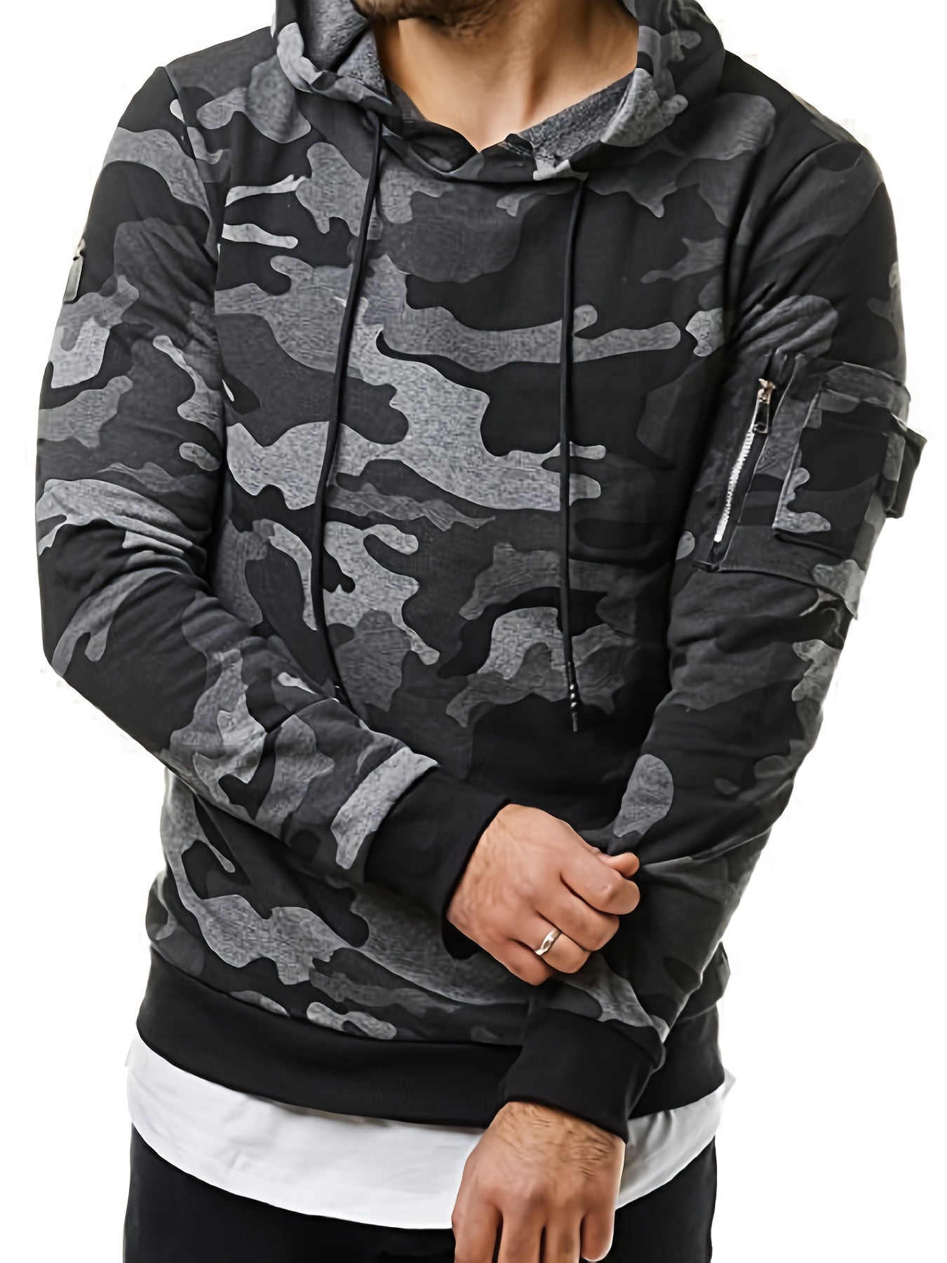 Men's Camouflage Hooded Sweater | Green or Grey | Camo Colors