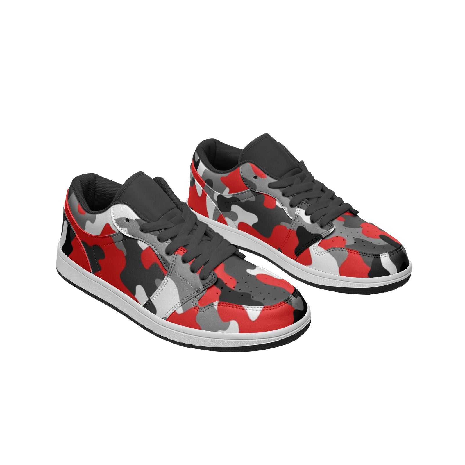 Camo Sneakers | Red, Gray, Black, & White | Low Top Leather Camo Colors