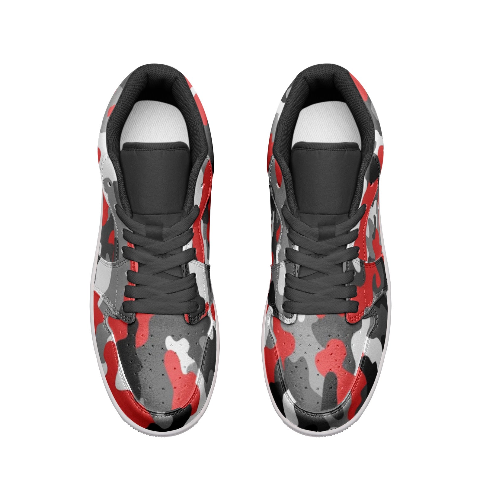 Camo Sneakers | Red, Gray, Black, & White | Low Top Leather Camo Colors