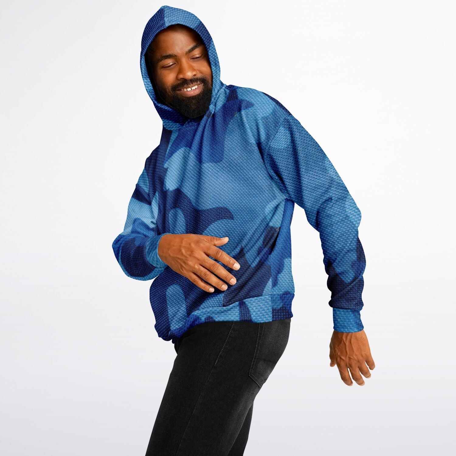 Blue Oversized Hoodie | Camouflage Cloth Pattern | Camo Colors