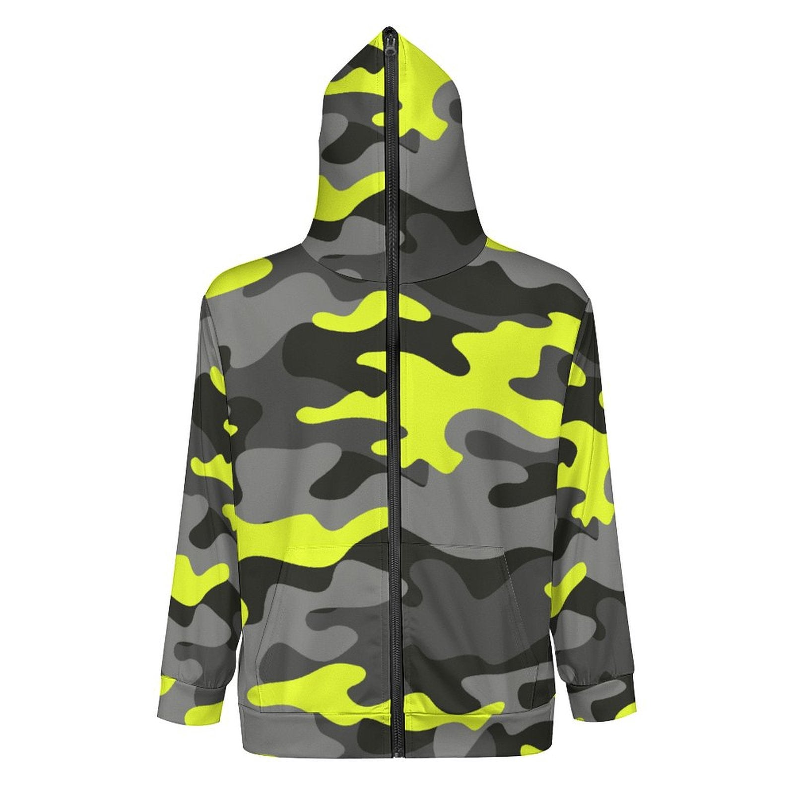 Zip Camo Hoodie | Black, Gray, and Yellow Camouflage Camo Colors