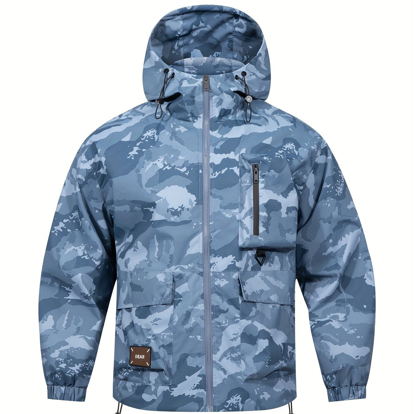 Men's Camo Windbreaker Jacket with a Hood | Multi Pocket Cargo Jacket Camo Colors