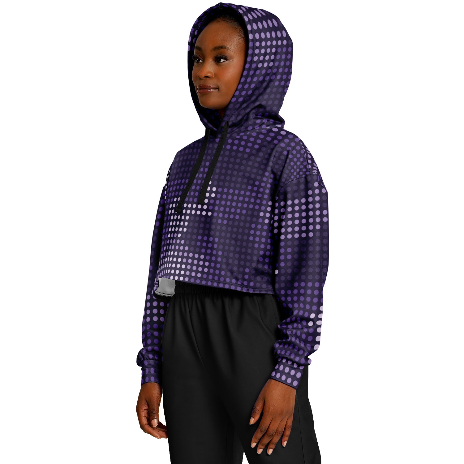 Cropped Hoodie For Women | Blue LED Screen Camouflage Pattern Camo Colors