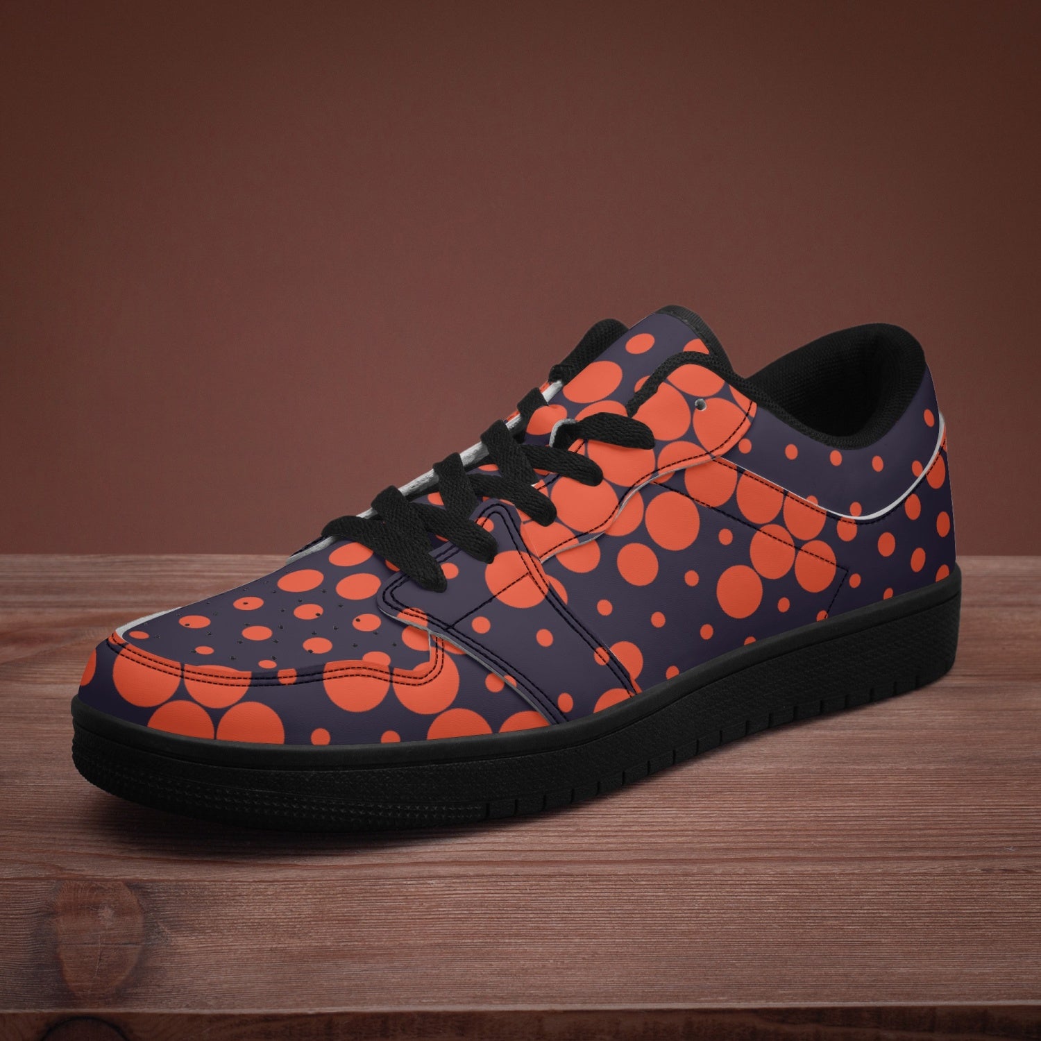 Camo Sneakers | Orange Blue Low-Top Leather Shoes Camo Colors