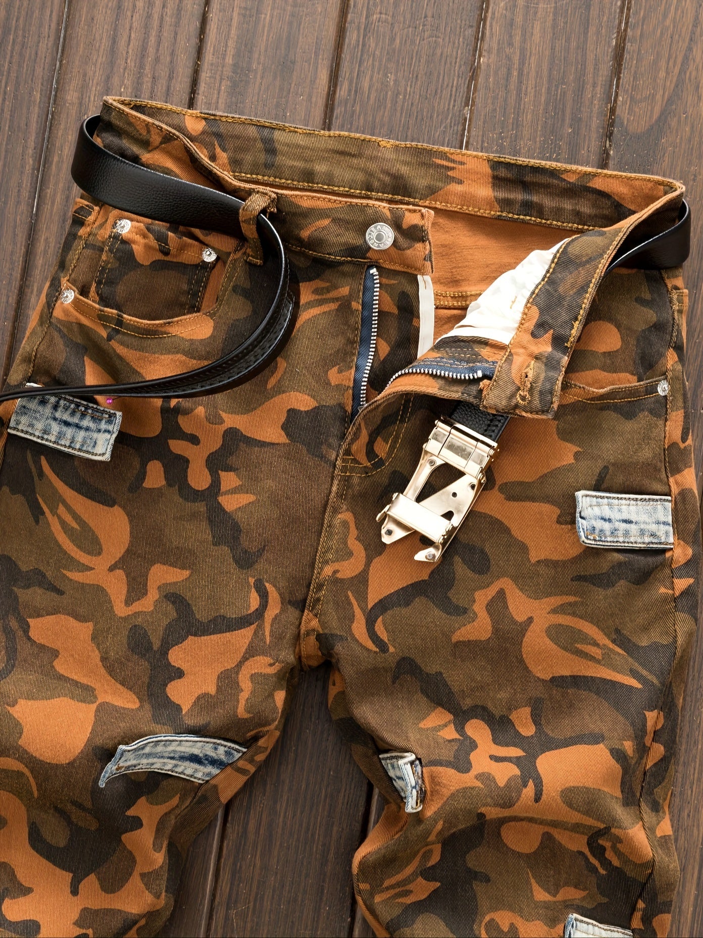 Men's Camo Jeans: Micro Elastic, Multi-Pocket, Straight Fit Camo Colors