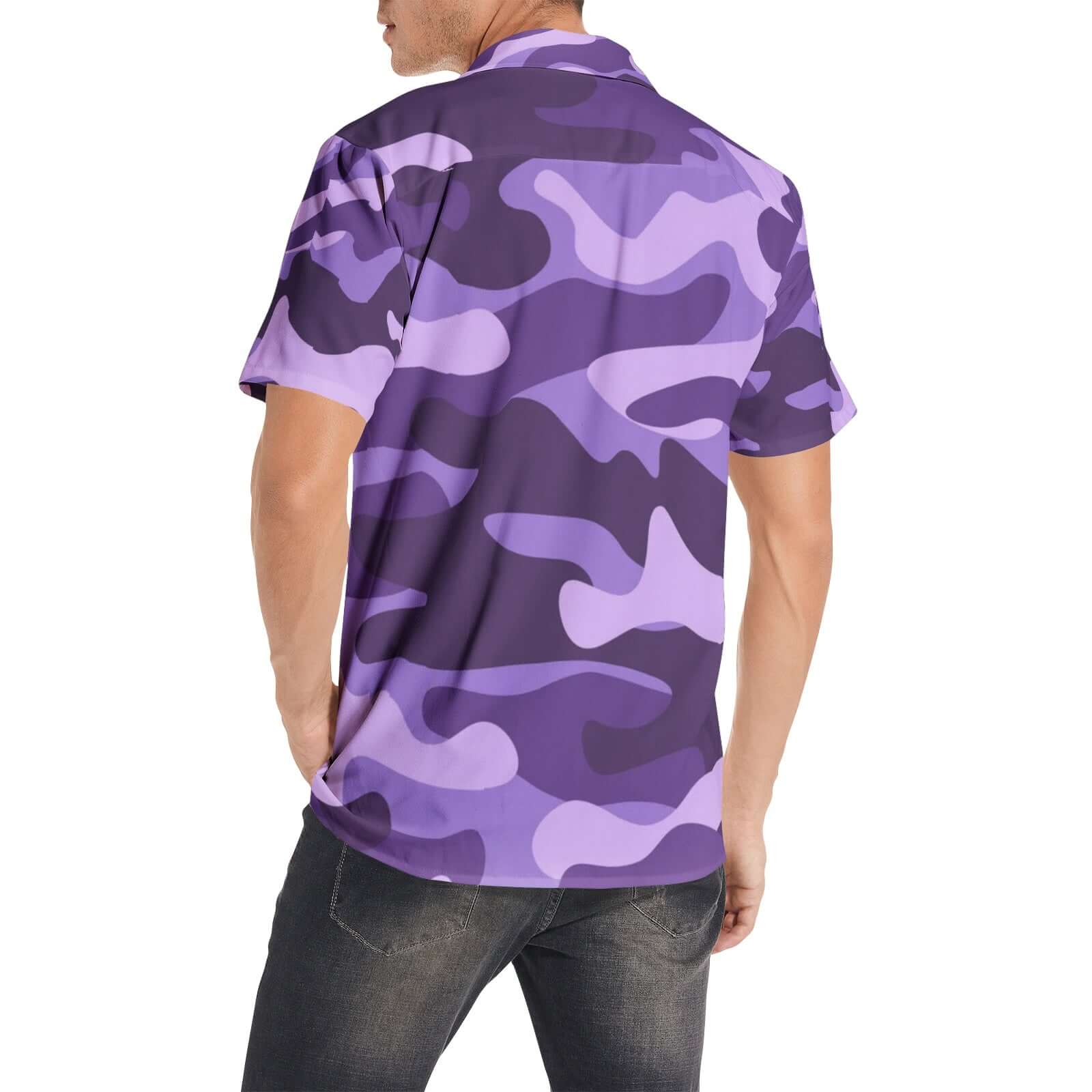 Cotton Camo Shirt For Men | Purple & Blue Short-Sleeve Camo Colors