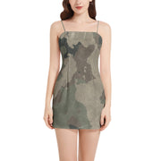Camo Mini Dress | Spaghetti Strap | Dirty Brown Camo Colors