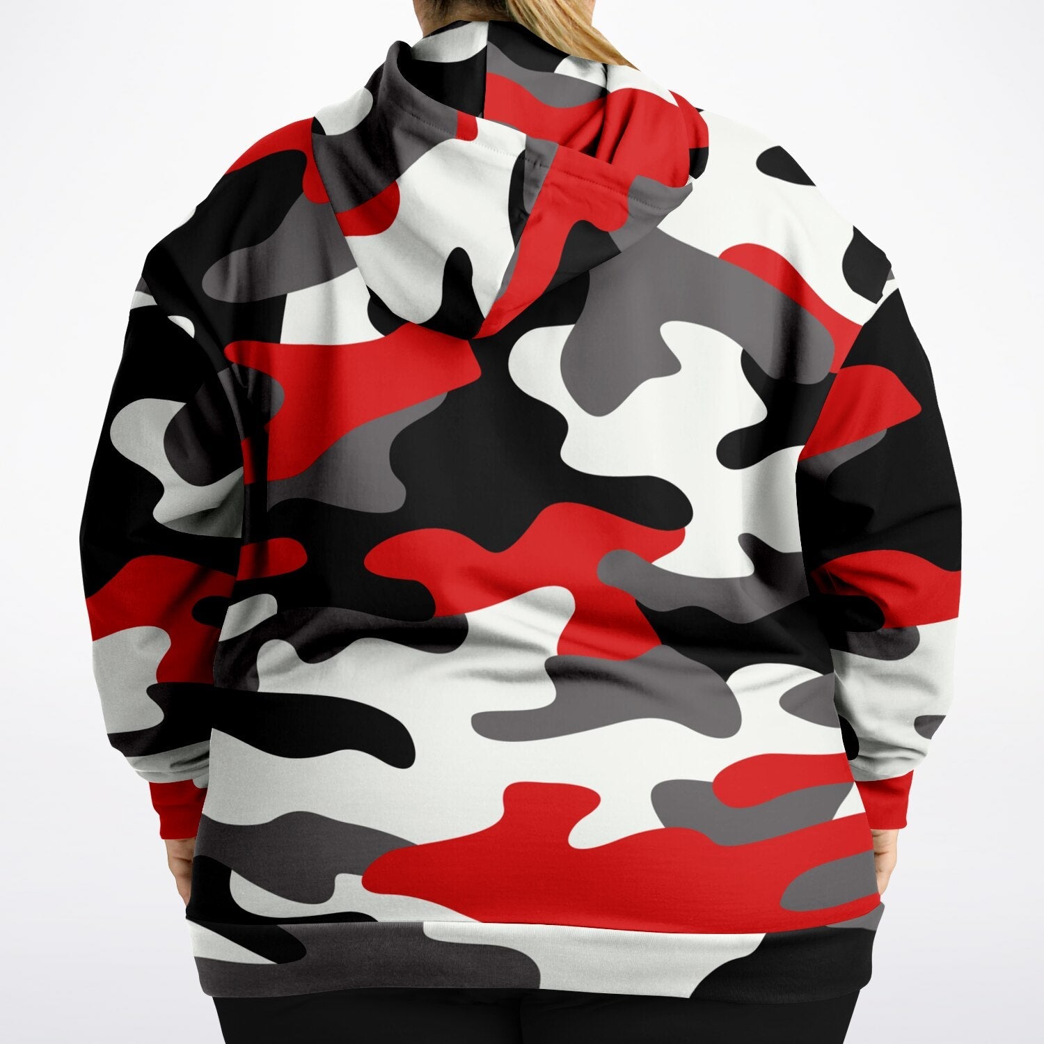 Plus-size Camo Hoodie in Red, Black and White Camouflage Print | Camo Colors