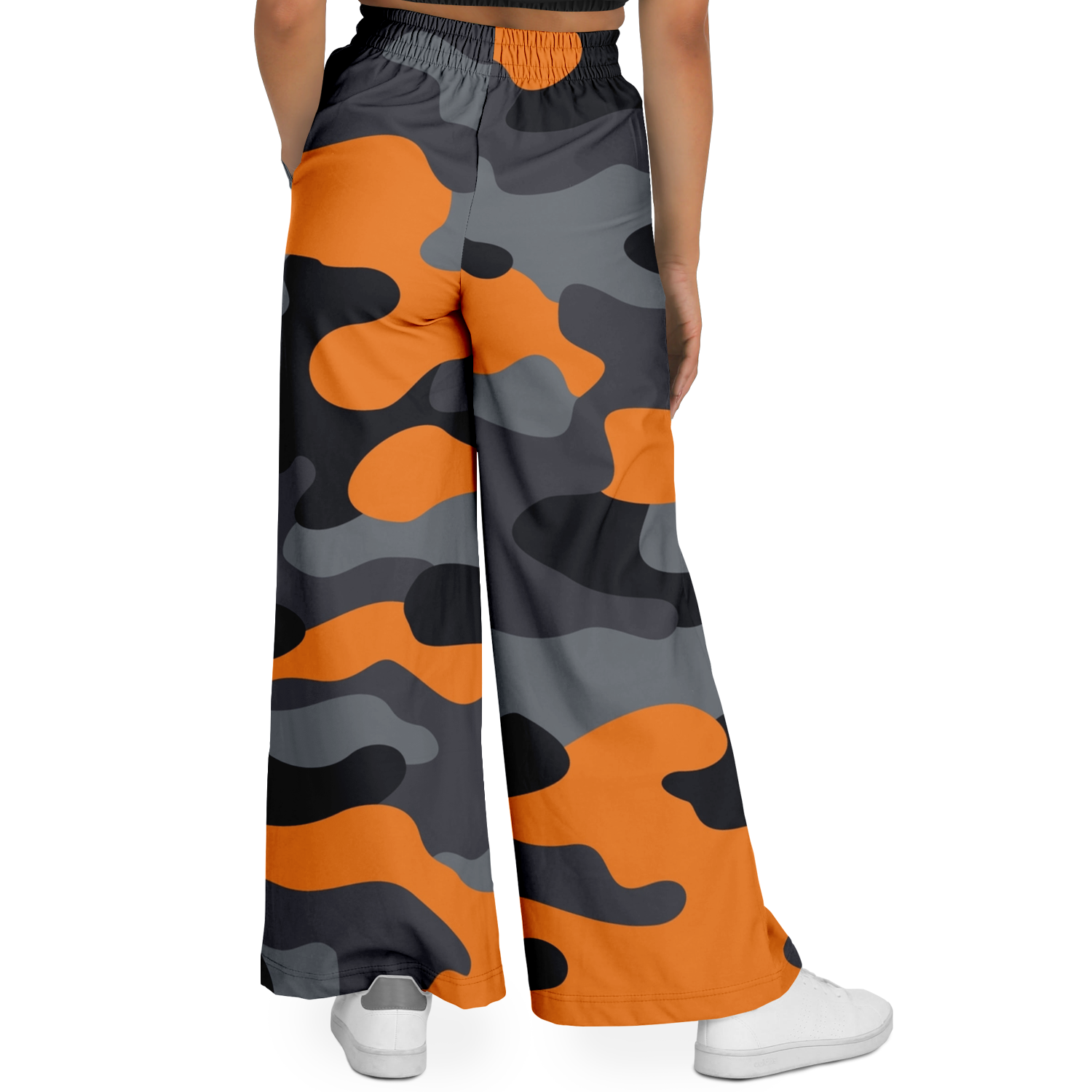 Camo Wide Leg Pants | Orange, Gray & Black Camouflage Camo Colors