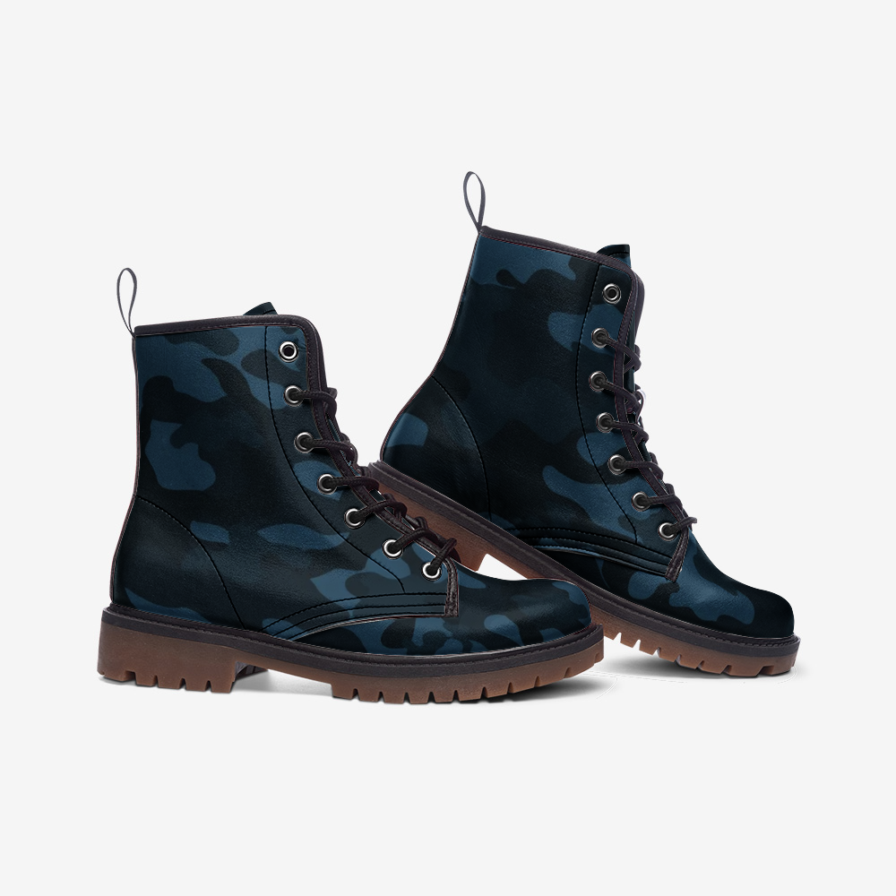 Dark Blue Camo Boots | Lightweight Leather Camo Colors