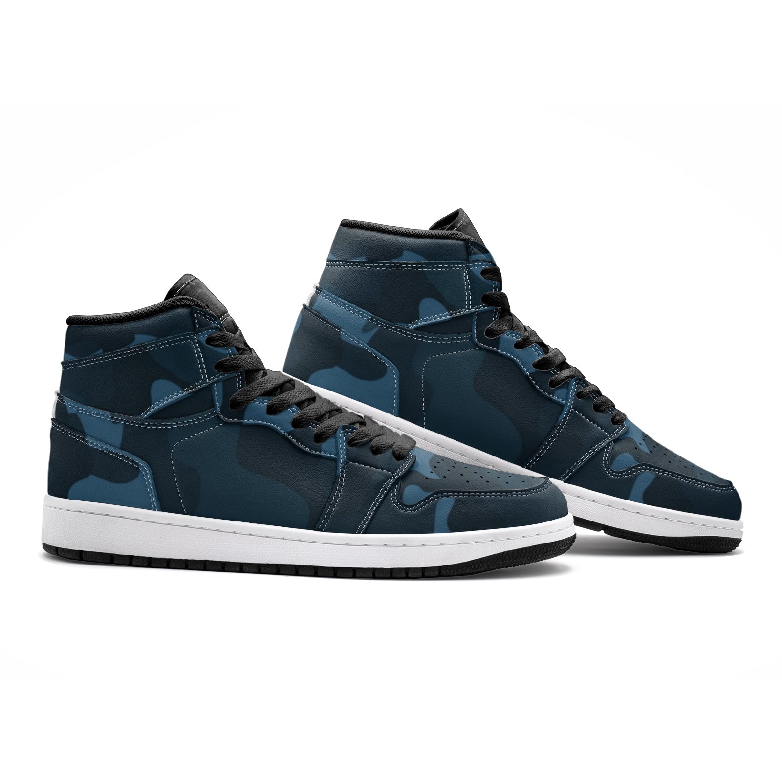 Dark Blue Camo Sneakers AJ 1 | High Top Leather Camo Colors