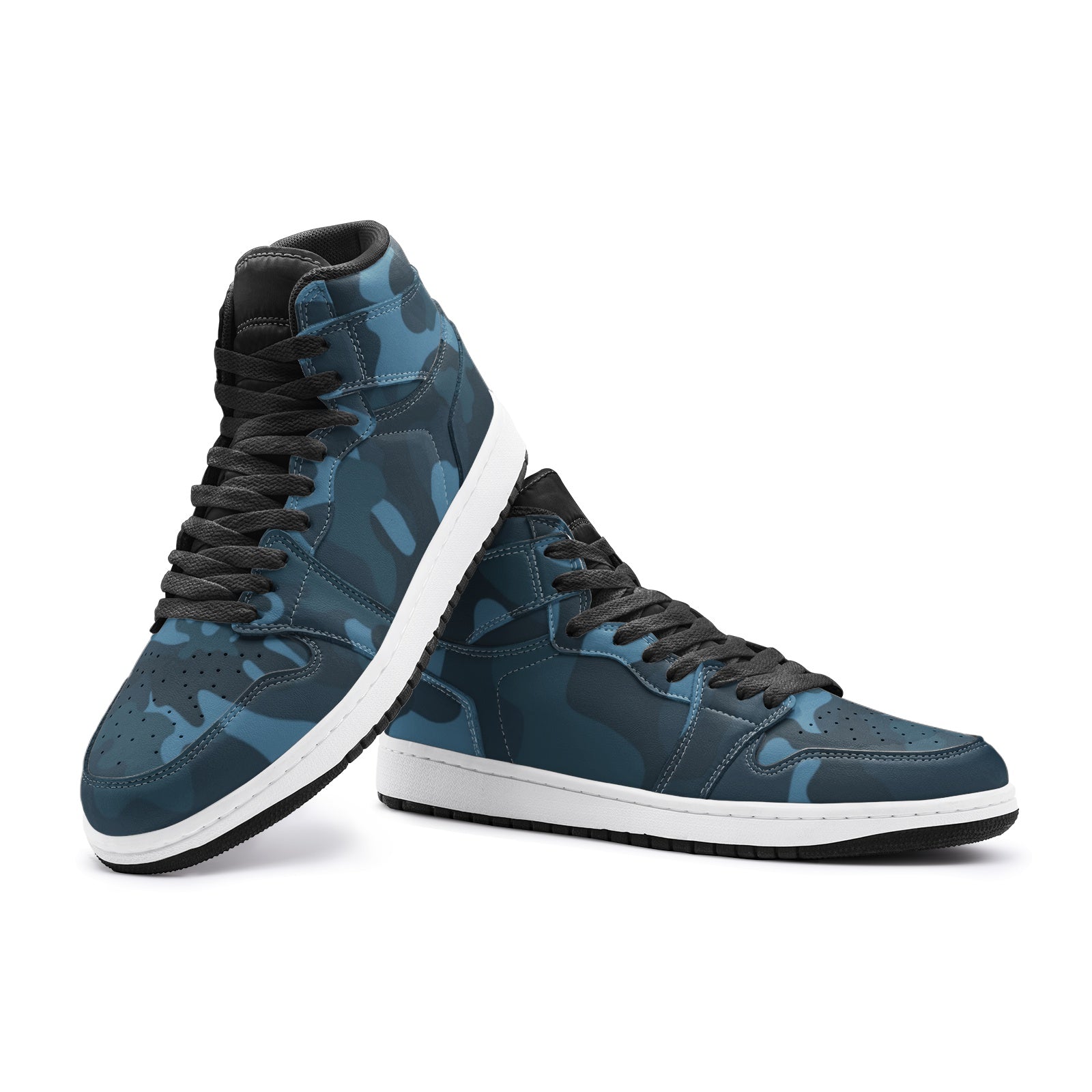 Dark Blue Camo Sneakers AJ 1 | High Top Leather Camo Colors