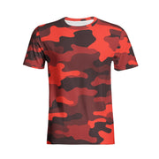 Camo T-shirt | Cotton | Unisex | Scarlet Red and Black Camo Colors