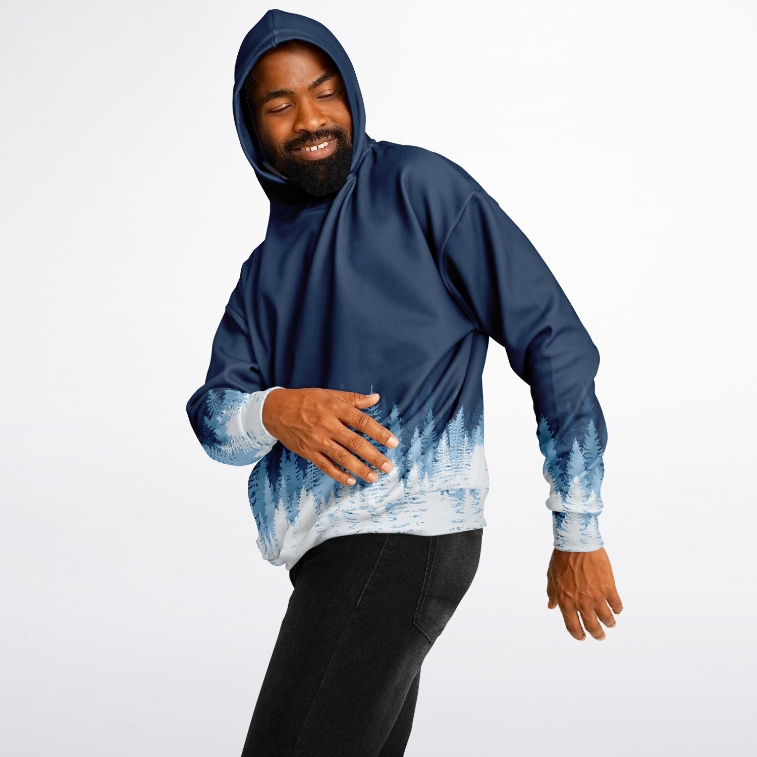 Heavyweight Oversized Hoodie | Blue & White Winter Forest | Camo Colors