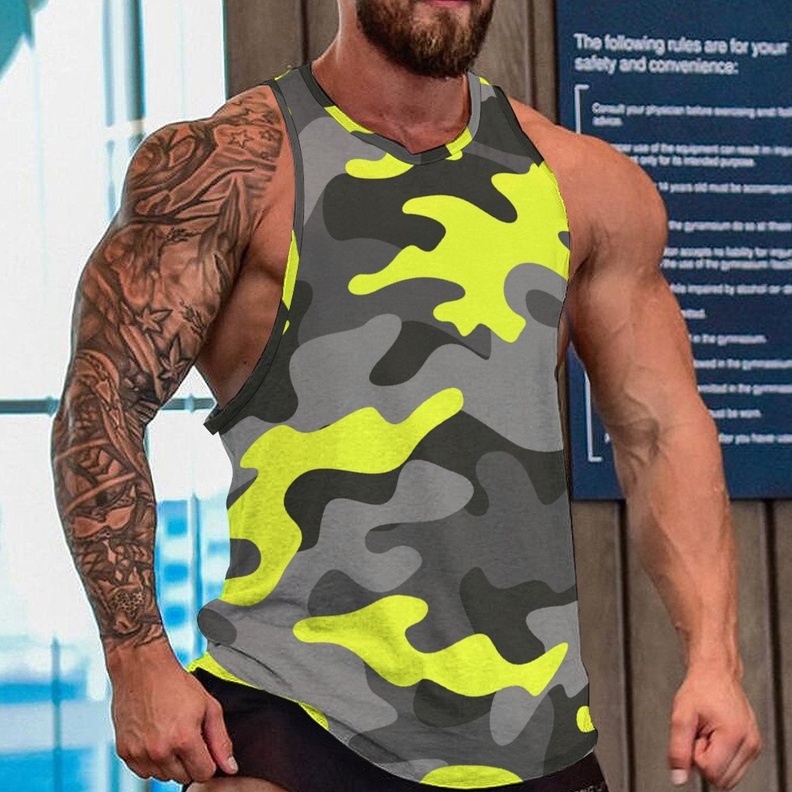 Camo Tank Top | Black, Gray, and Yellow Camouflage Camo Colors