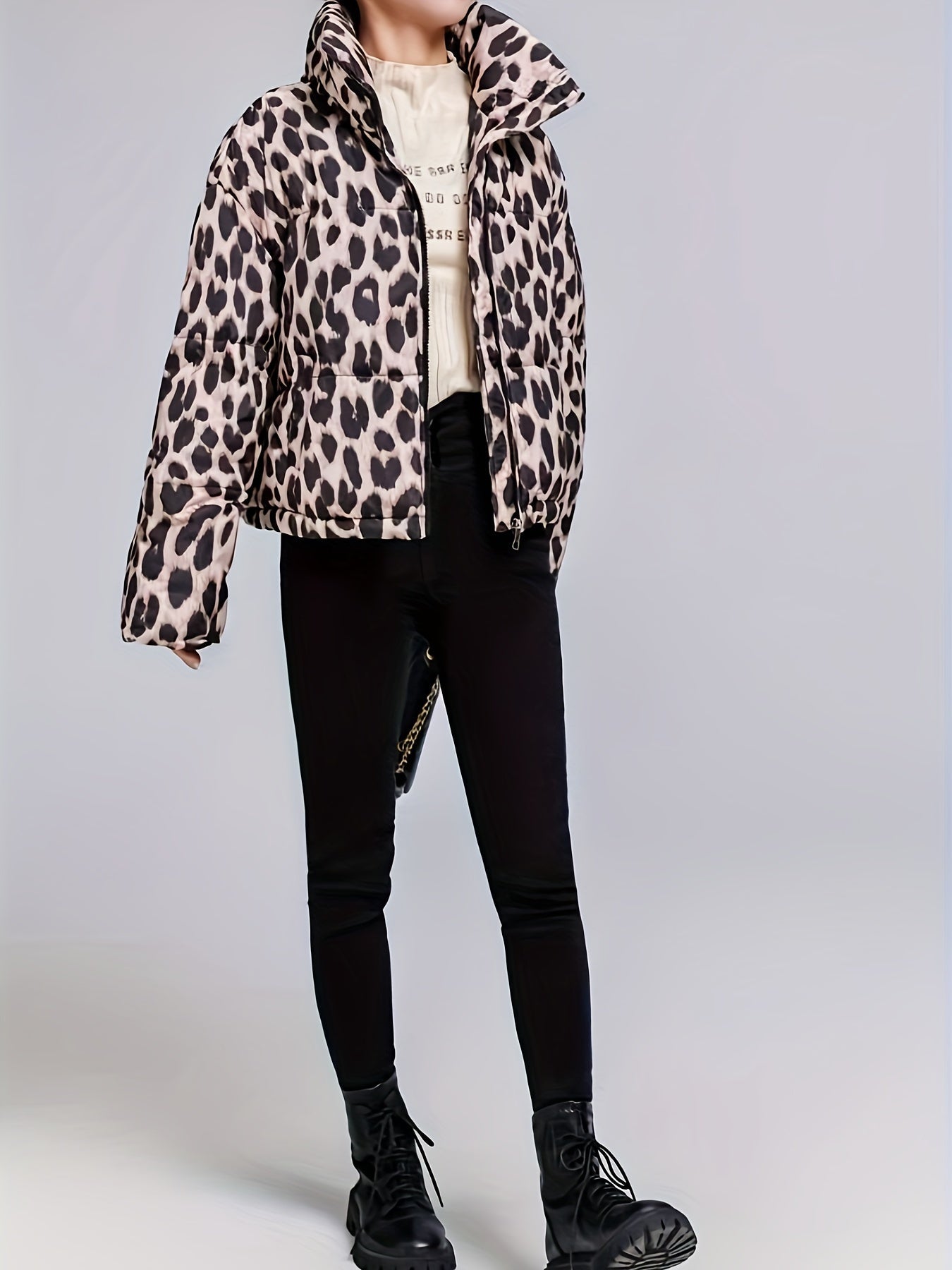 Women's Leopard Print Polyester Padded Jacket | Camo Colors