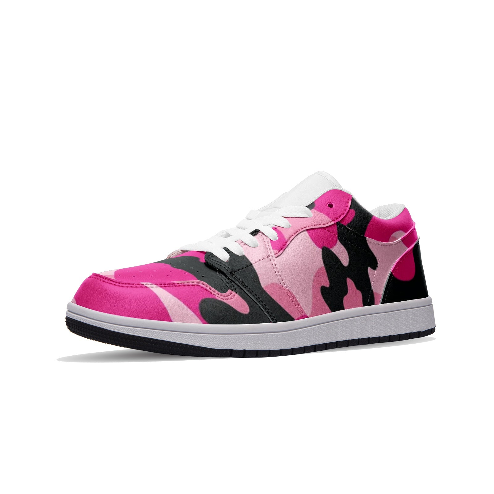 Pink Camo Sneakers | Black & Cerise Combo | Unisex Low Top Camo Colors