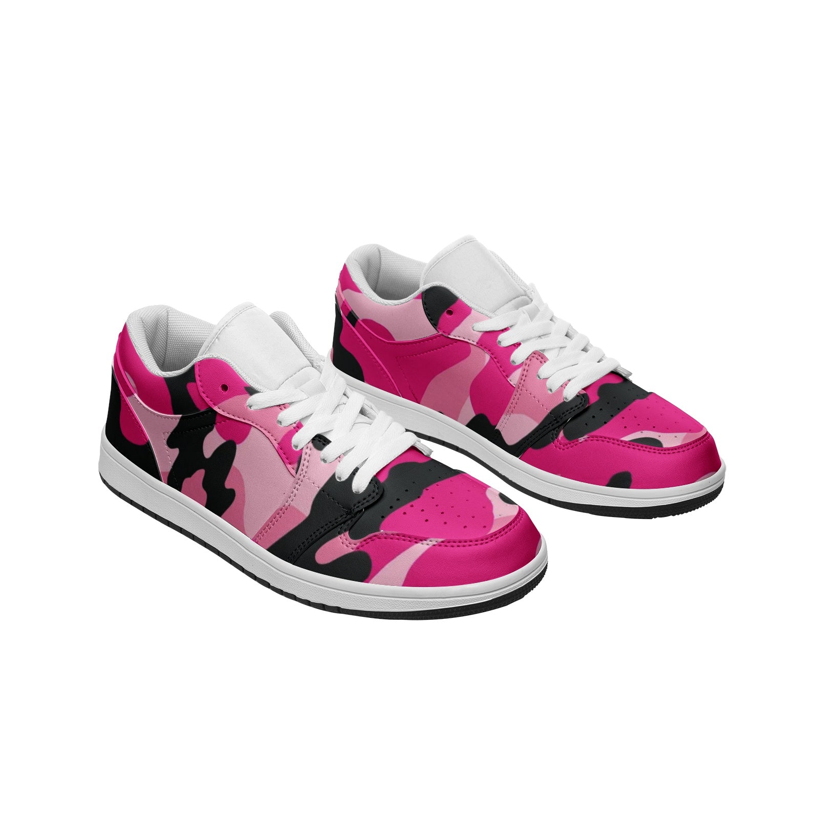 Pink Camo Sneakers | Black & Cerise Combo | Unisex Low Top Camo Colors