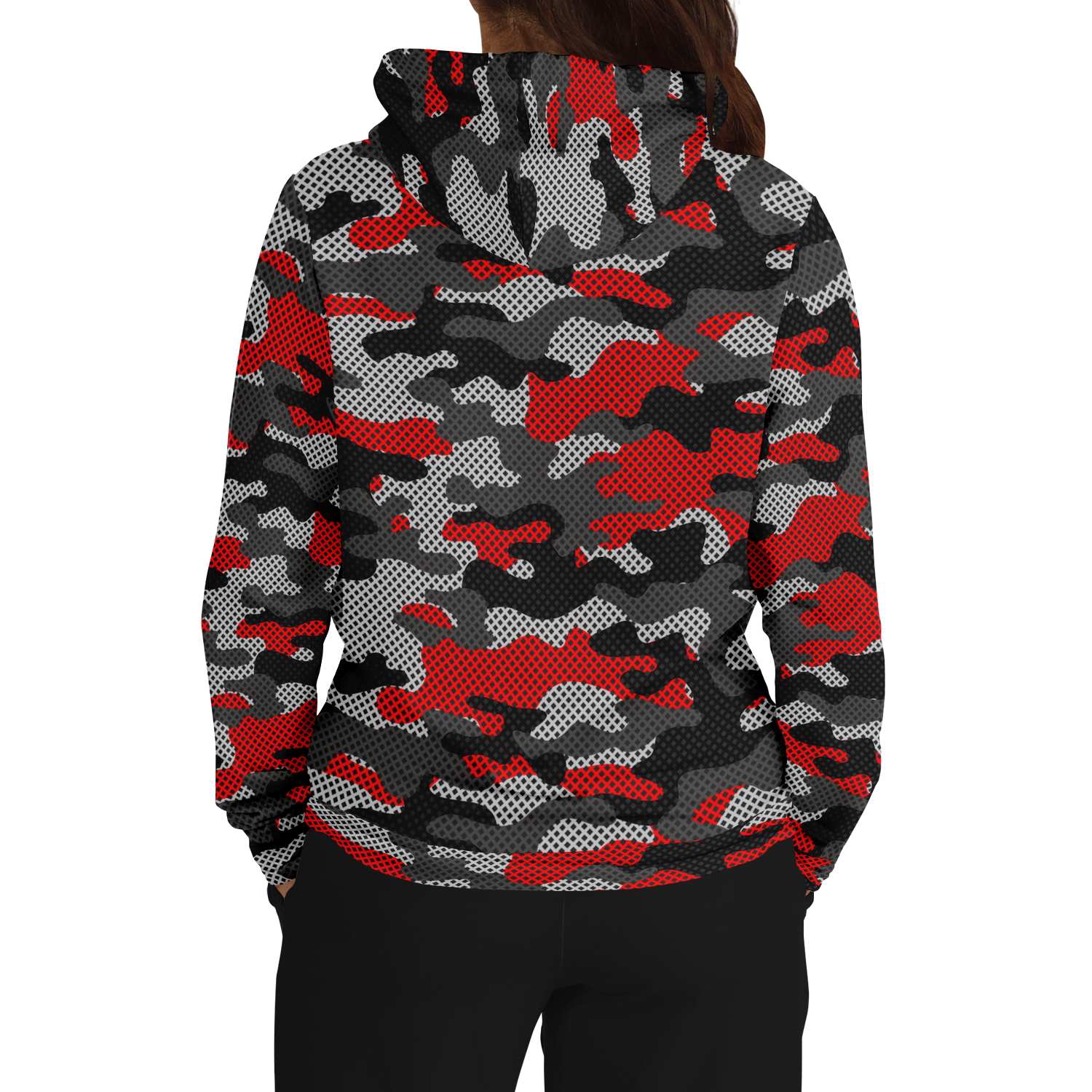 Red Camo Hoodie | Black and Gray Pixel Camouflage Camo Colors