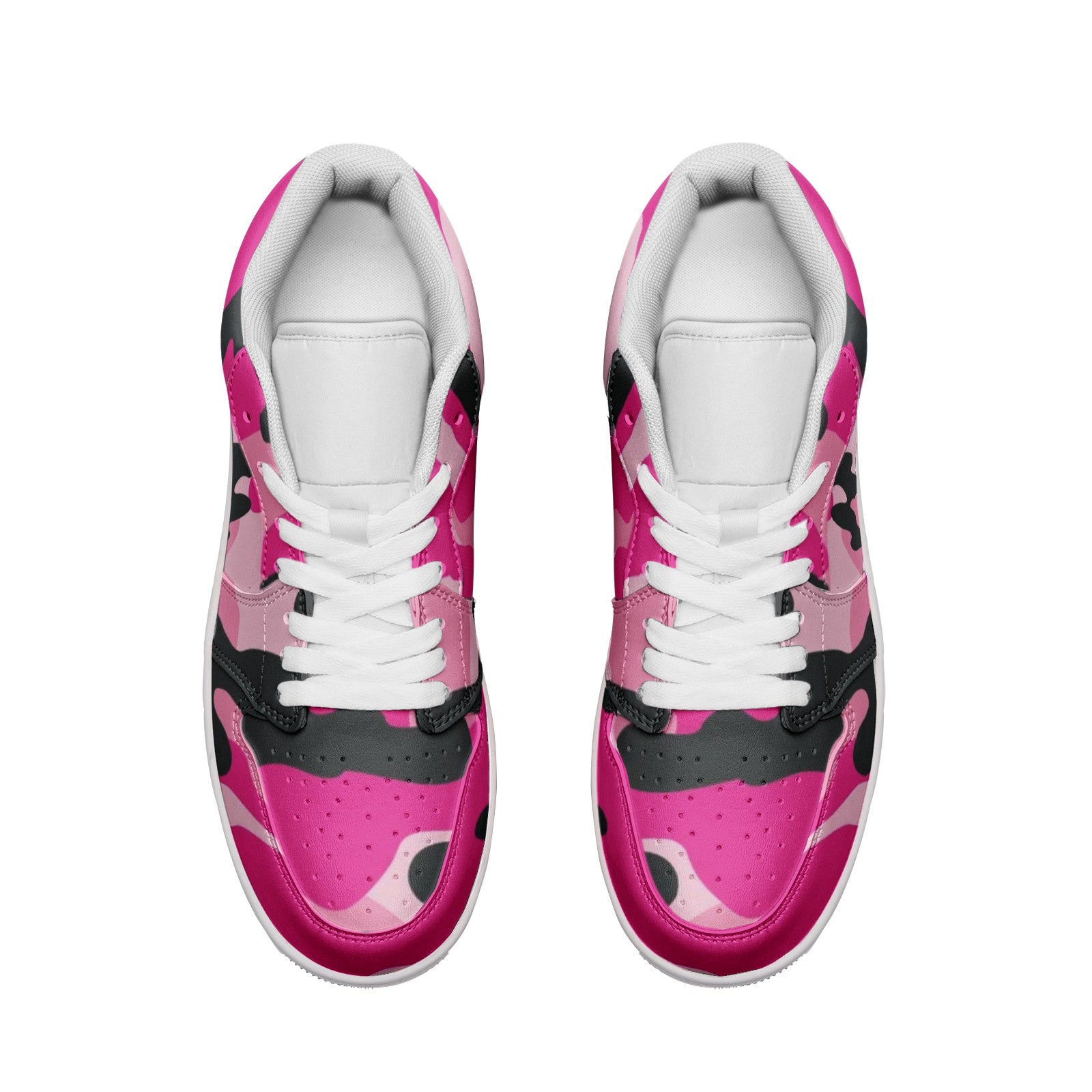 Pink Camo Sneakers | Black & Cerise Combo | Unisex Low Top Camo Colors