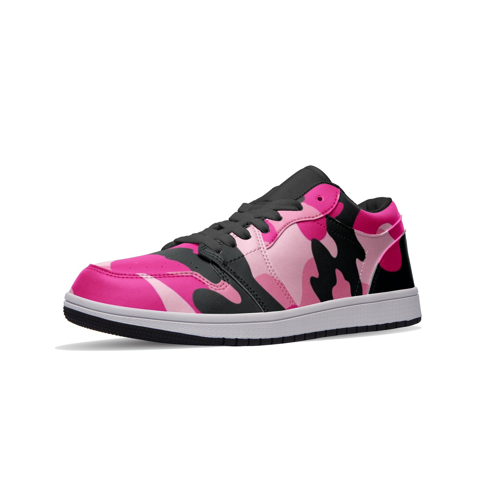 Pink Camo Sneakers | Black & Cerise Combo | Unisex Low Top Camo Colors
