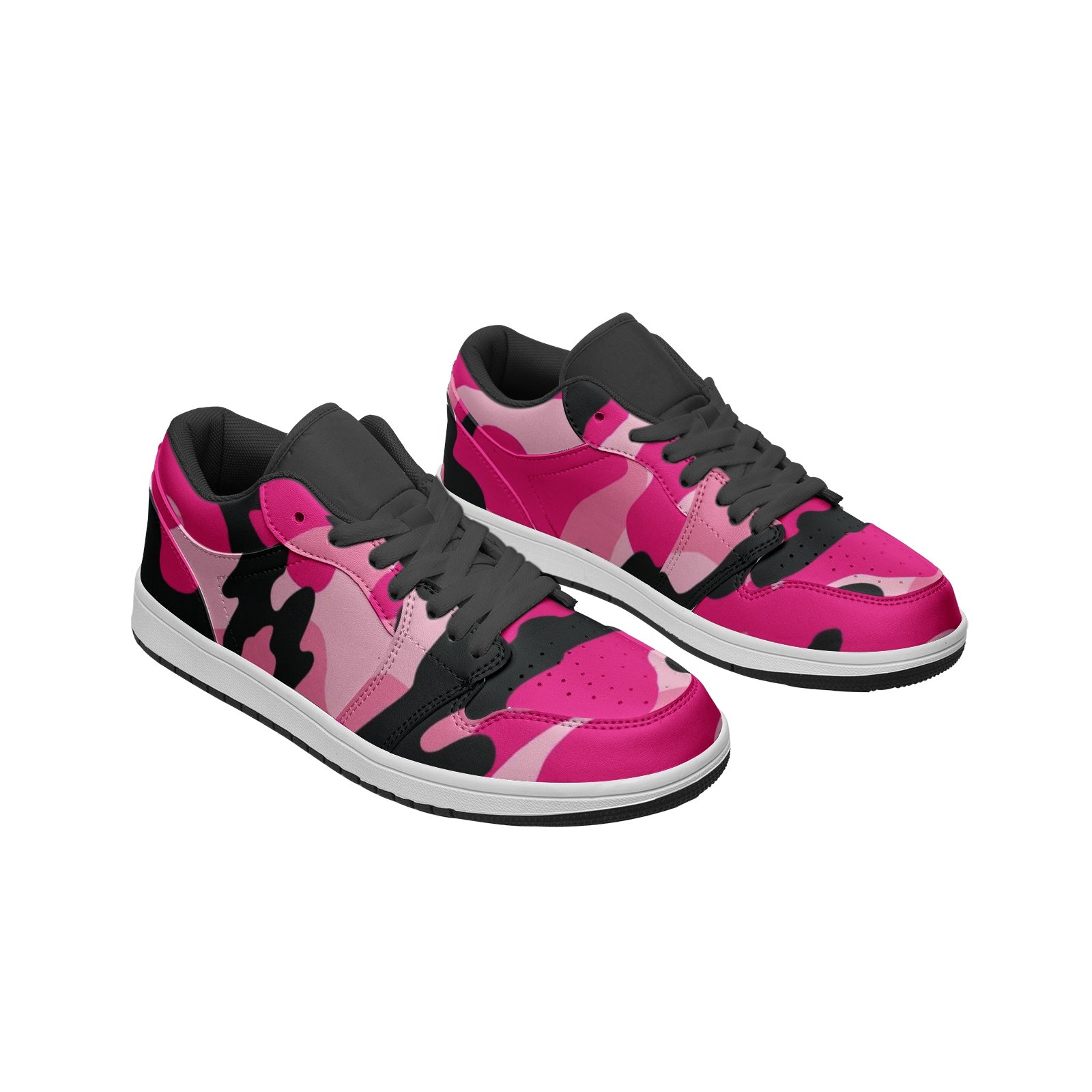 Pink Camo Sneakers | Black & Cerise Combo | Unisex Low Top Camo Colors