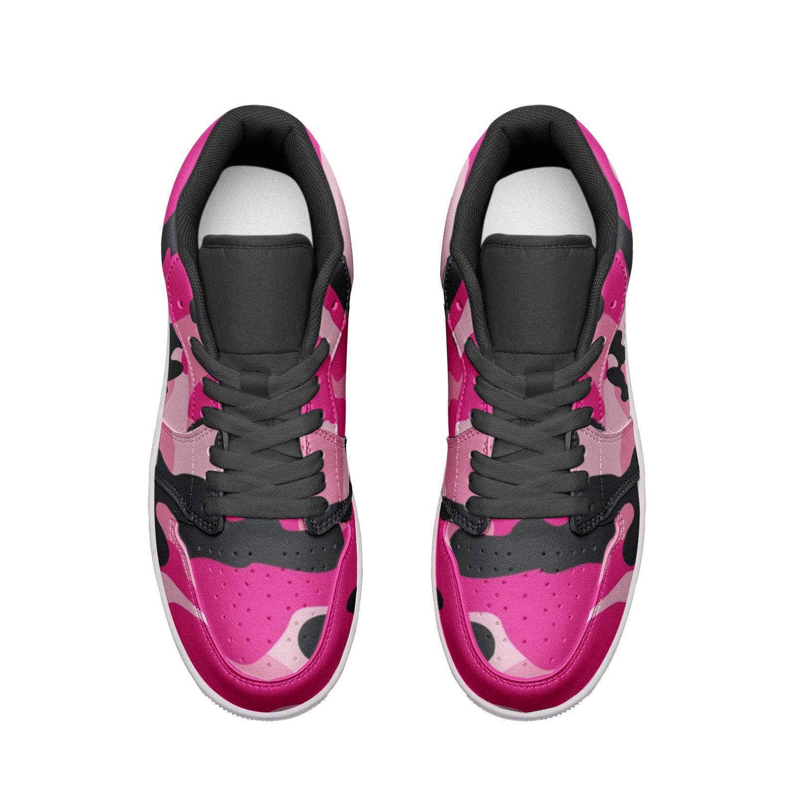 Pink Camo Sneakers | Black & Cerise Combo | Unisex Low Top Camo Colors
