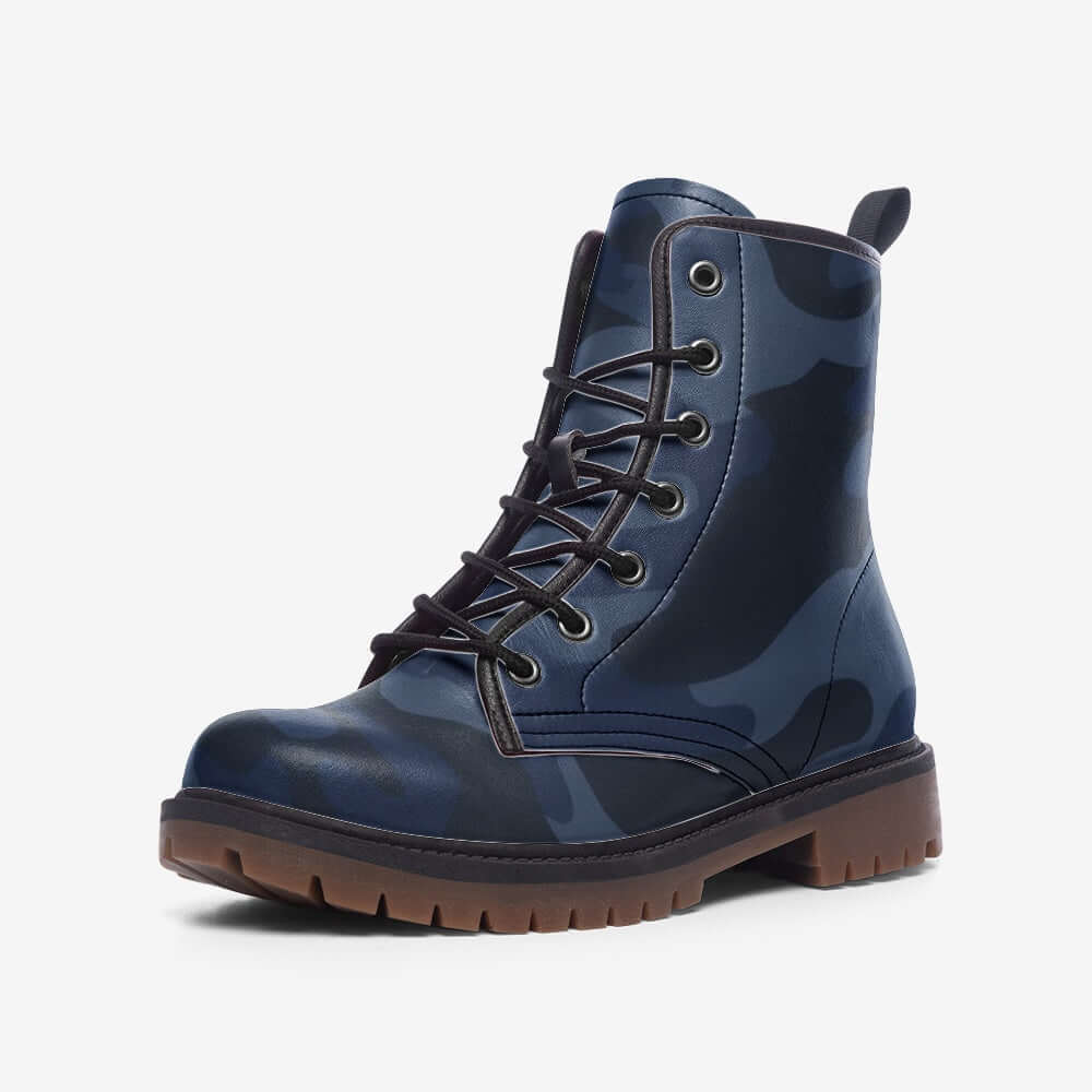Camo Boots | Leather Camouflage in Deep Blue Camo Colors