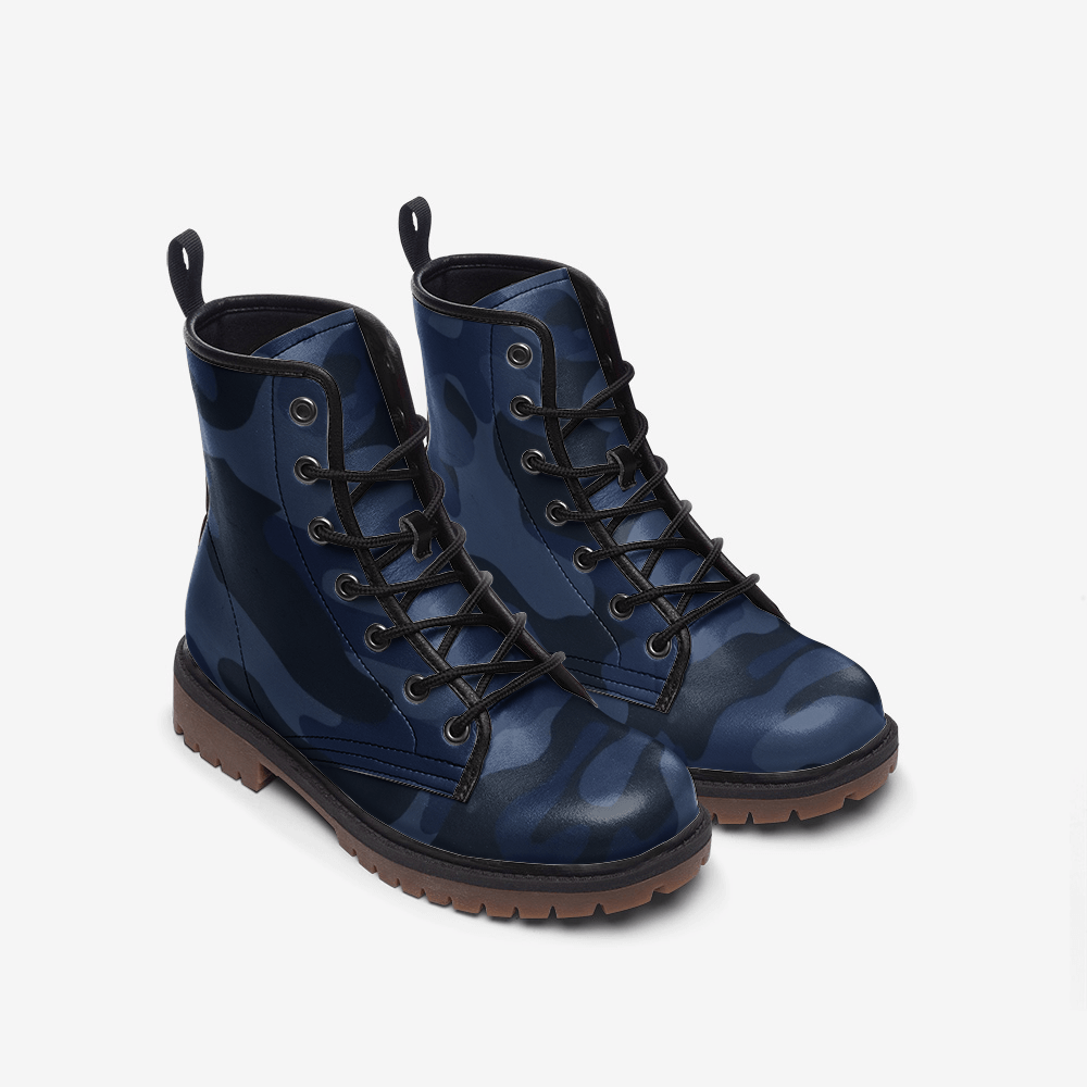 Camo Boots | Leather Camouflage in Deep Blue Camo Colors