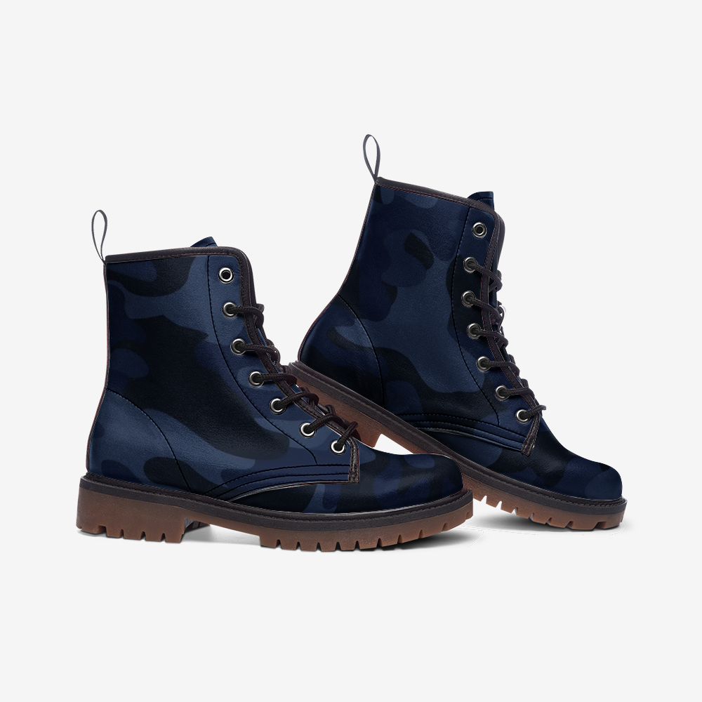 Camo Boots | Leather Camouflage in Deep Blue Camo Colors