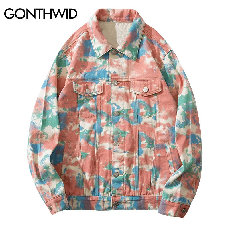 Camouflage Tie Dye Denim Jacket Camo Colors