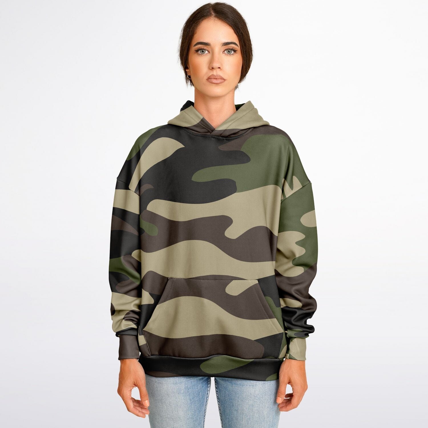 Green Oversized Camo Hoodie | Classic Camouflage Print | Camo Colors