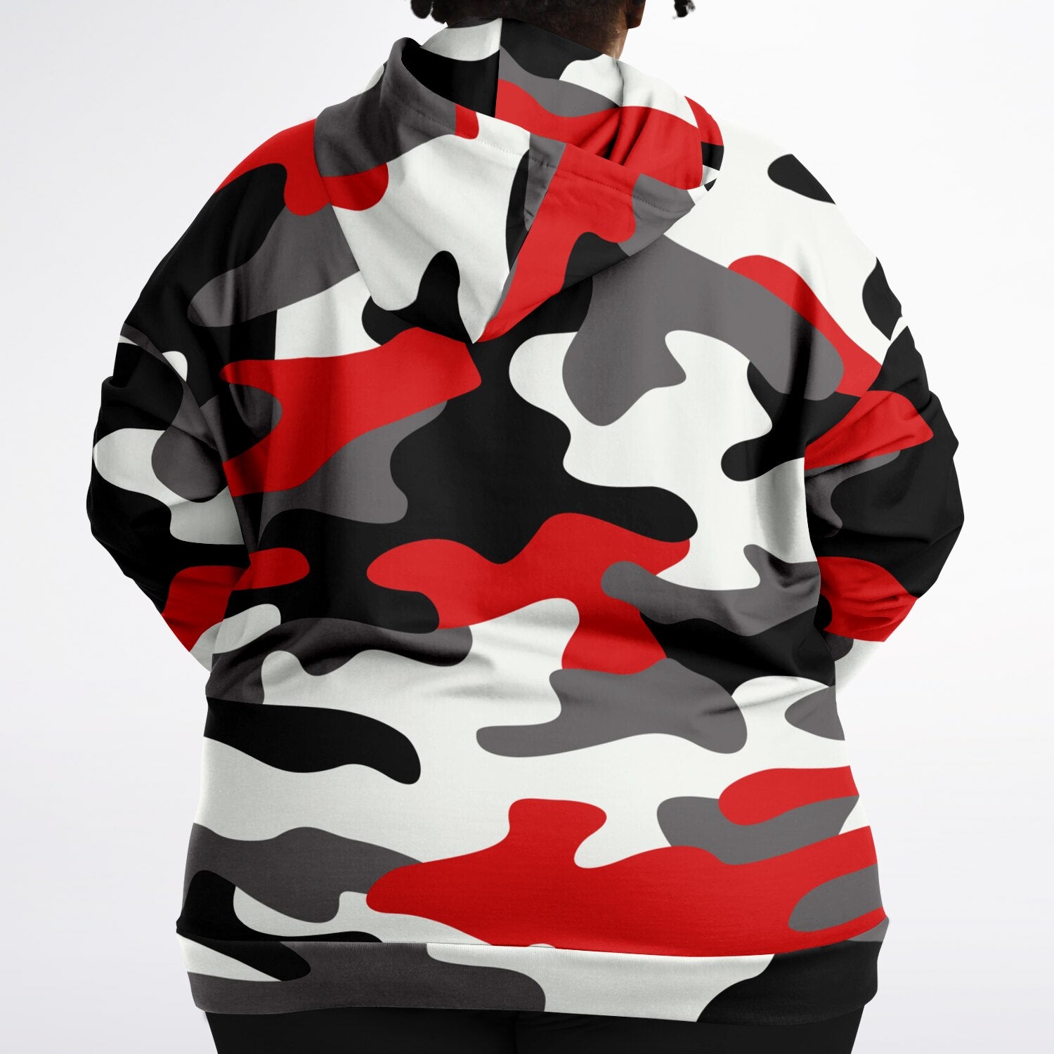 Plus-size Camo Hoodie in Red, Black and White Camouflage Print | Camo Colors