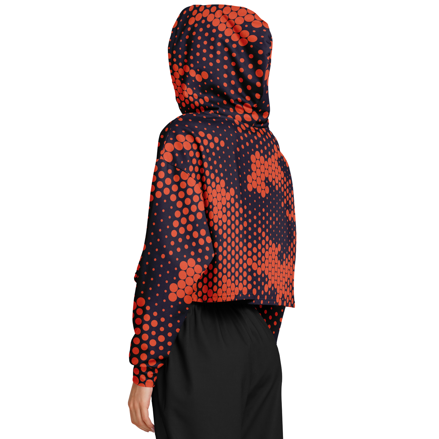 Cropped Hoodie | Orange & Blue Digital Dotted Camouflage Camo Colors