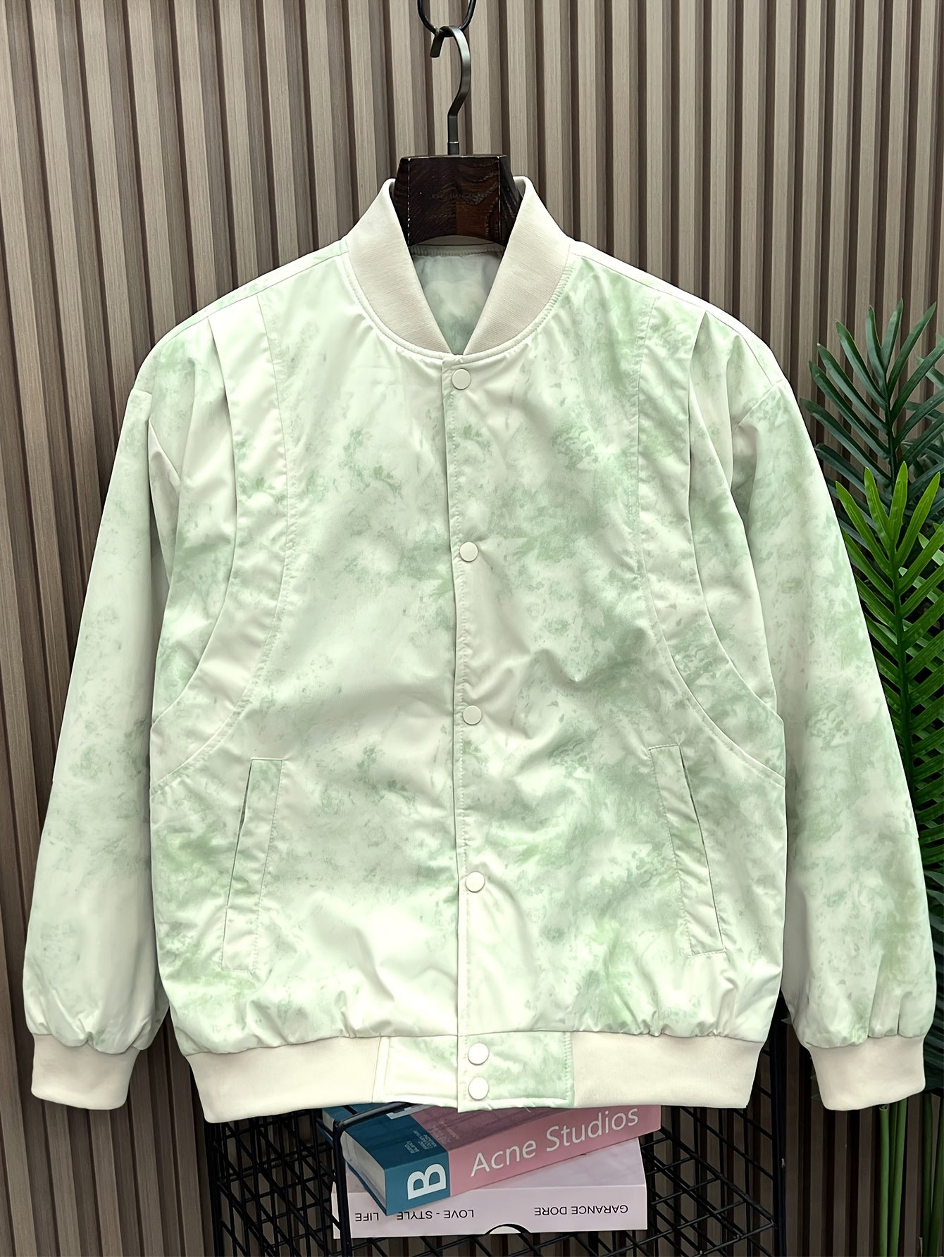 Vintage White Camo Jacket | Baseball Collar Long Sleeve Coat Camo Colors