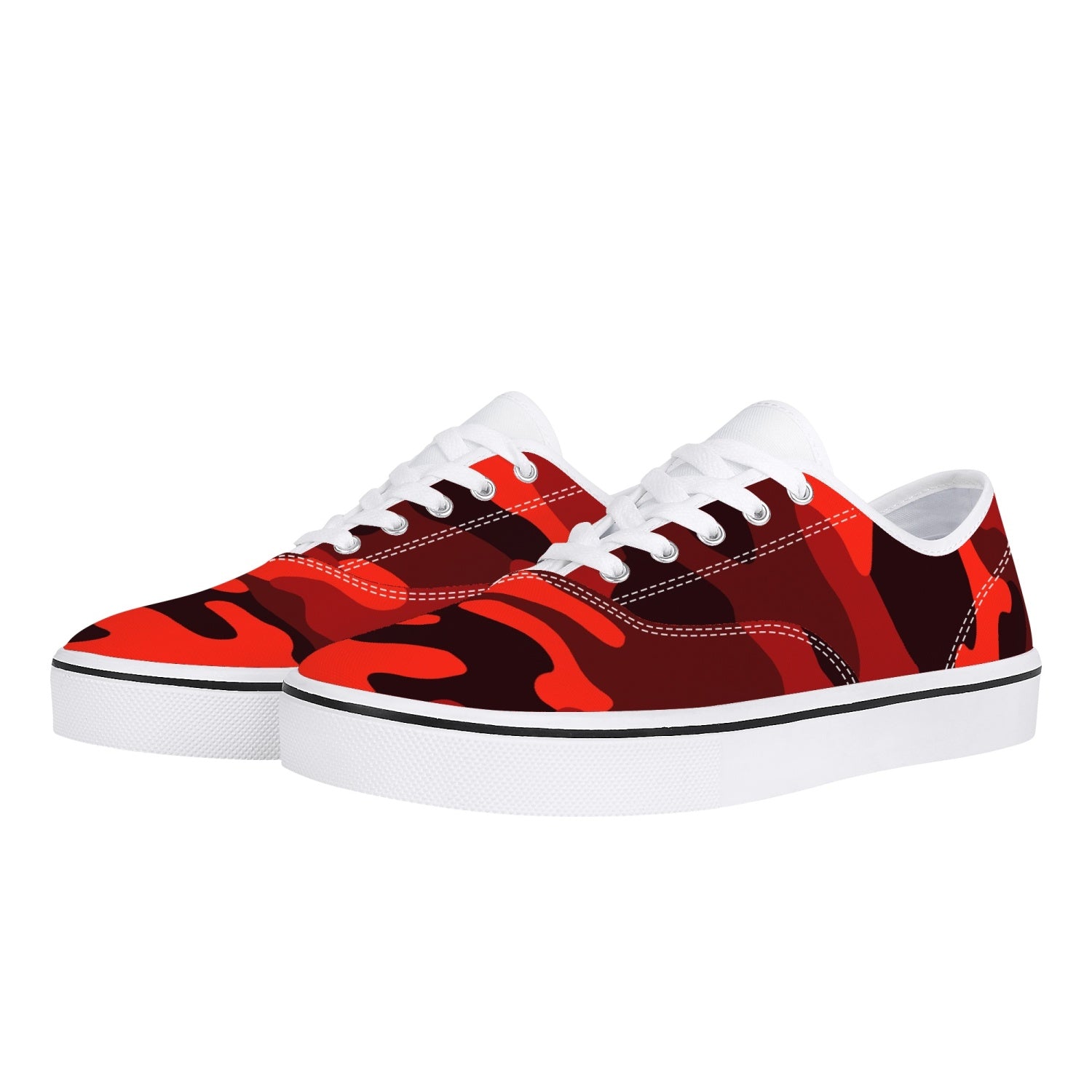 Camo Skate Shoes | Scarlet Red & Black Camouflage Camo Colors