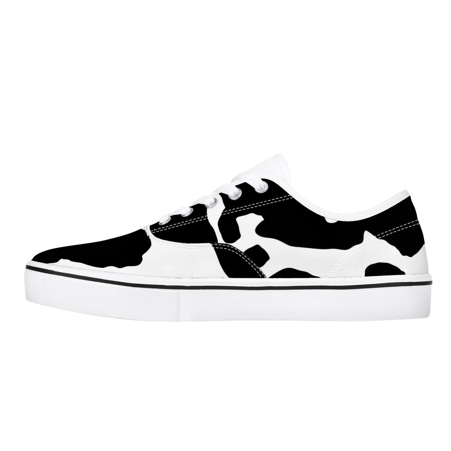 Camo Skate Shoes | Black & White Cow Print Camo Colors