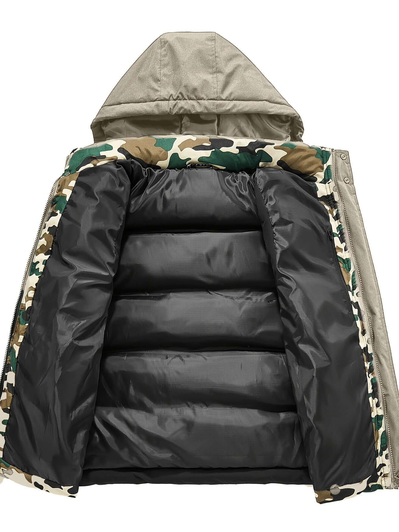 Men's Fleece-Lined Hooded Vest | Stylish Black and Camo Collar Camo Colors