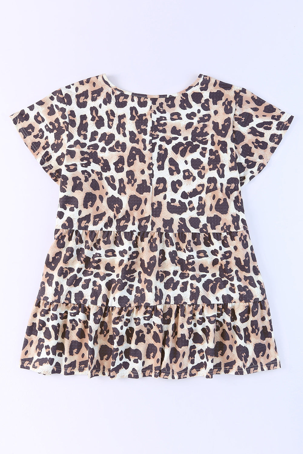 Plus Size Leopard Round Neck Blouse Camo Colors