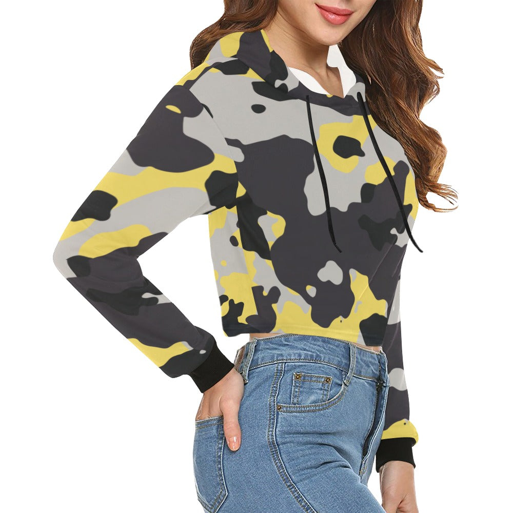 Cropped Camo Hoodie | Regular Fit | Yellow, Black, and Silver Camo Colors