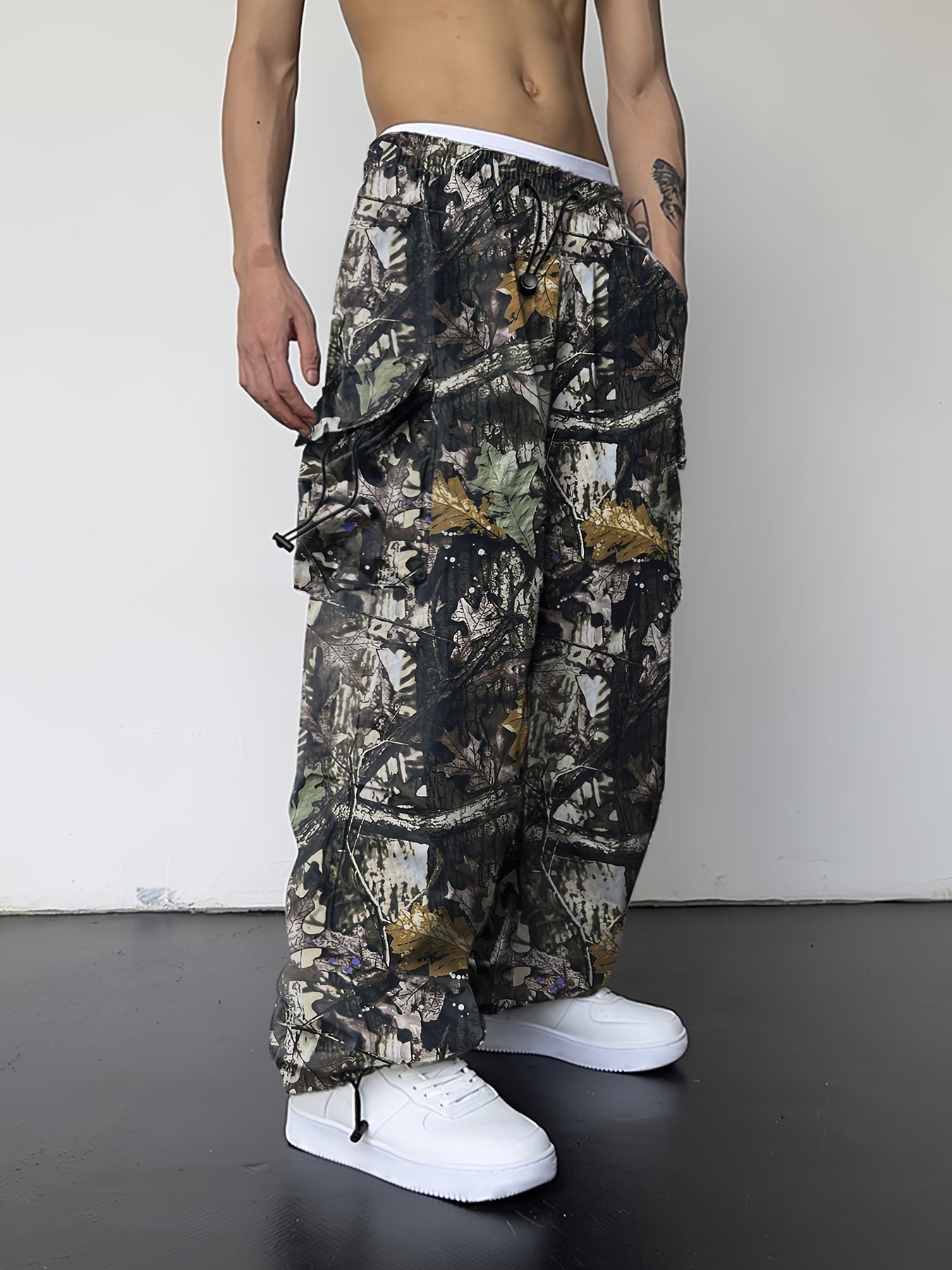 Men's Camo Cargo Pants with Multi-Pocket | Loose Fit Camo Colors