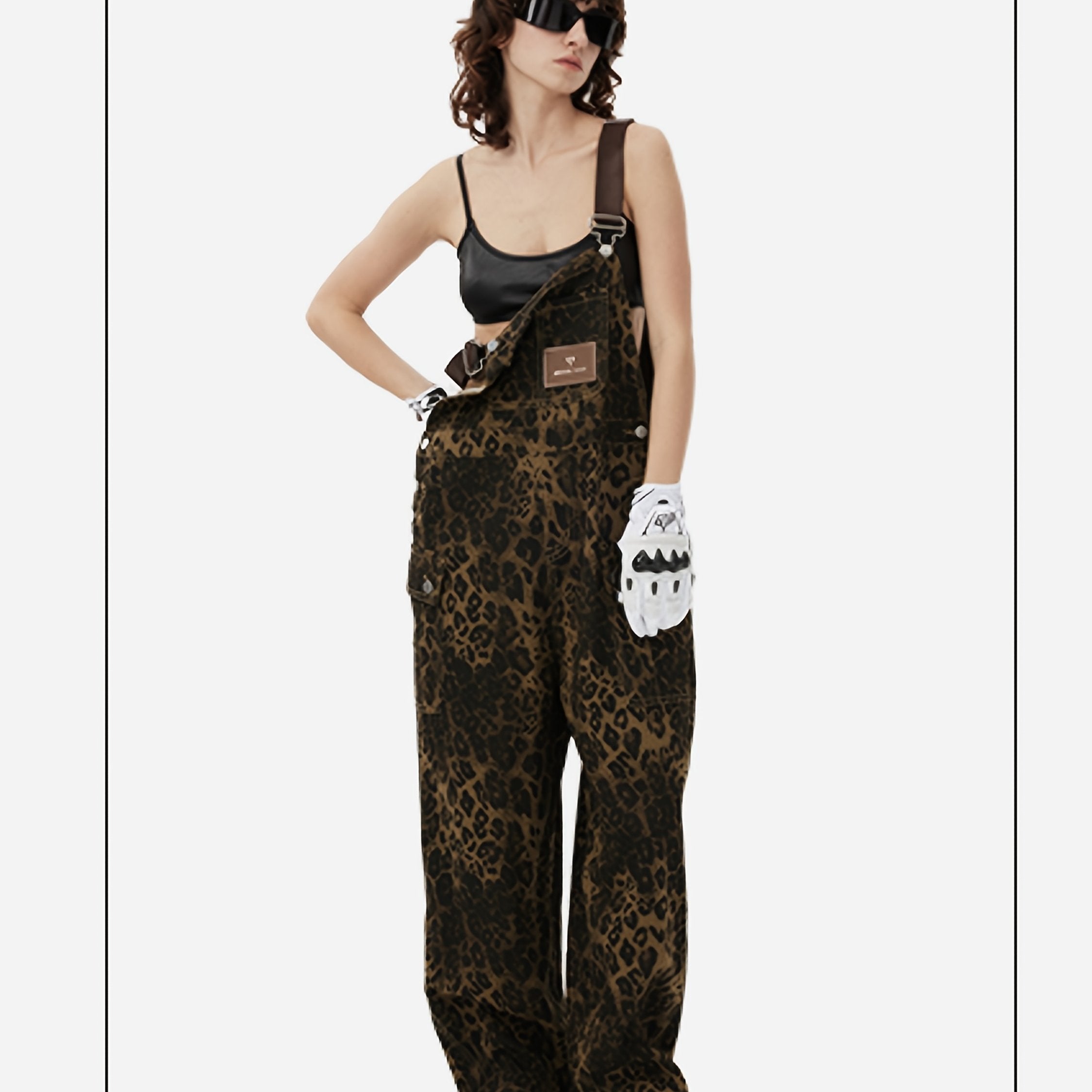 Women's Vintage Y2K Leopard Print Jumpsuit Camo Colors