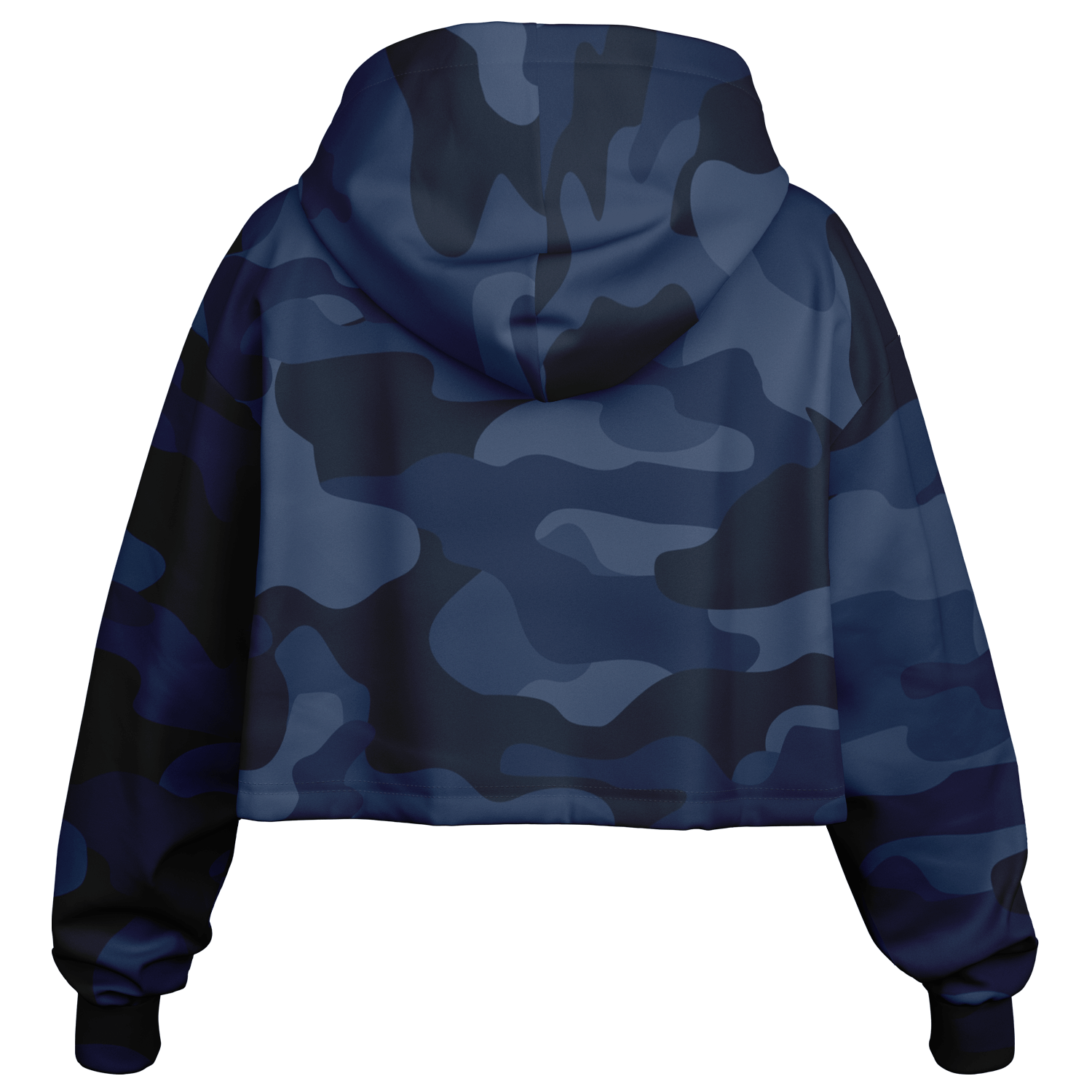 Cropped Hoodie For Women | Deep Blue Camouflage Camo Colors