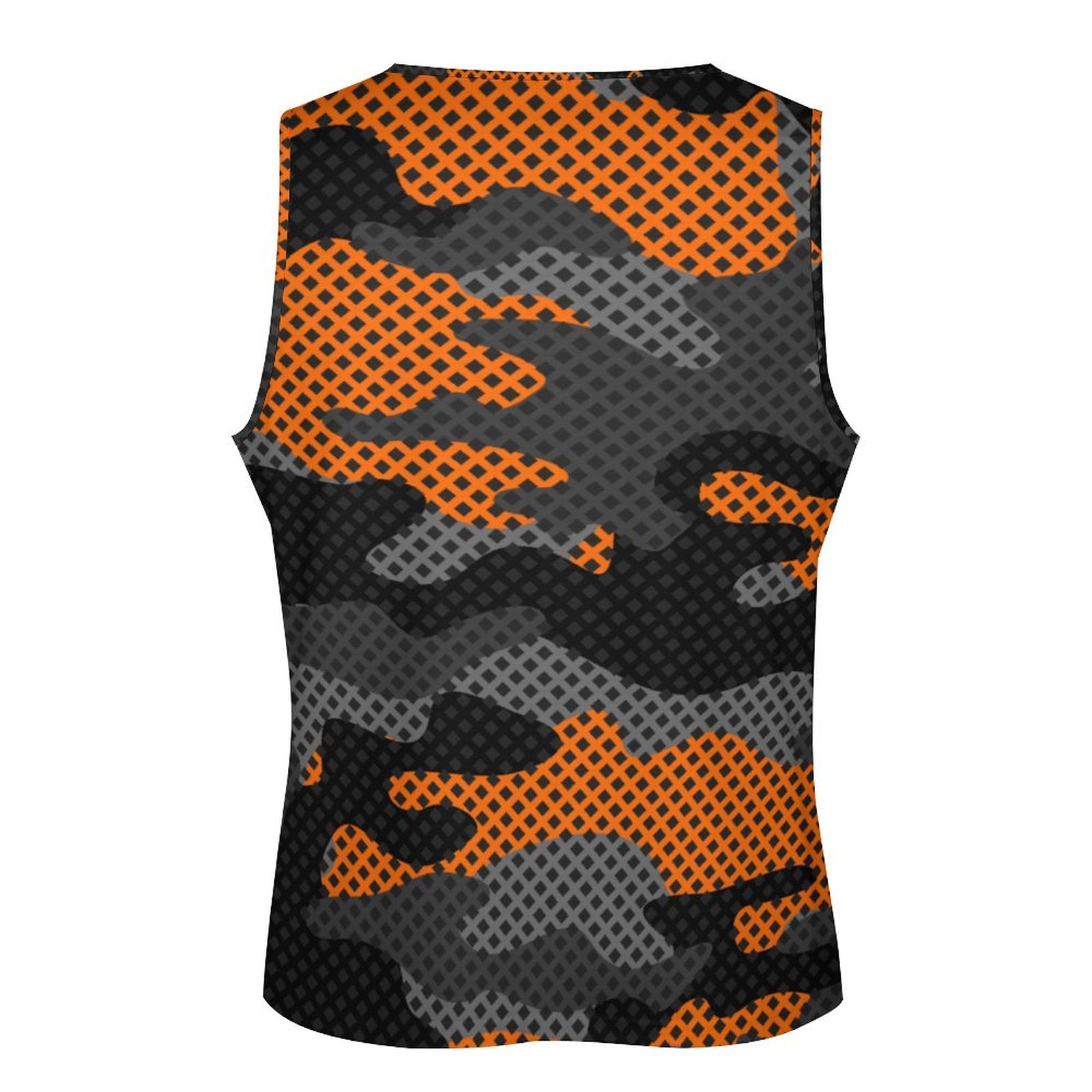 Camo Tank Top | Black & Orange Pixel Camouflage Camo Colors