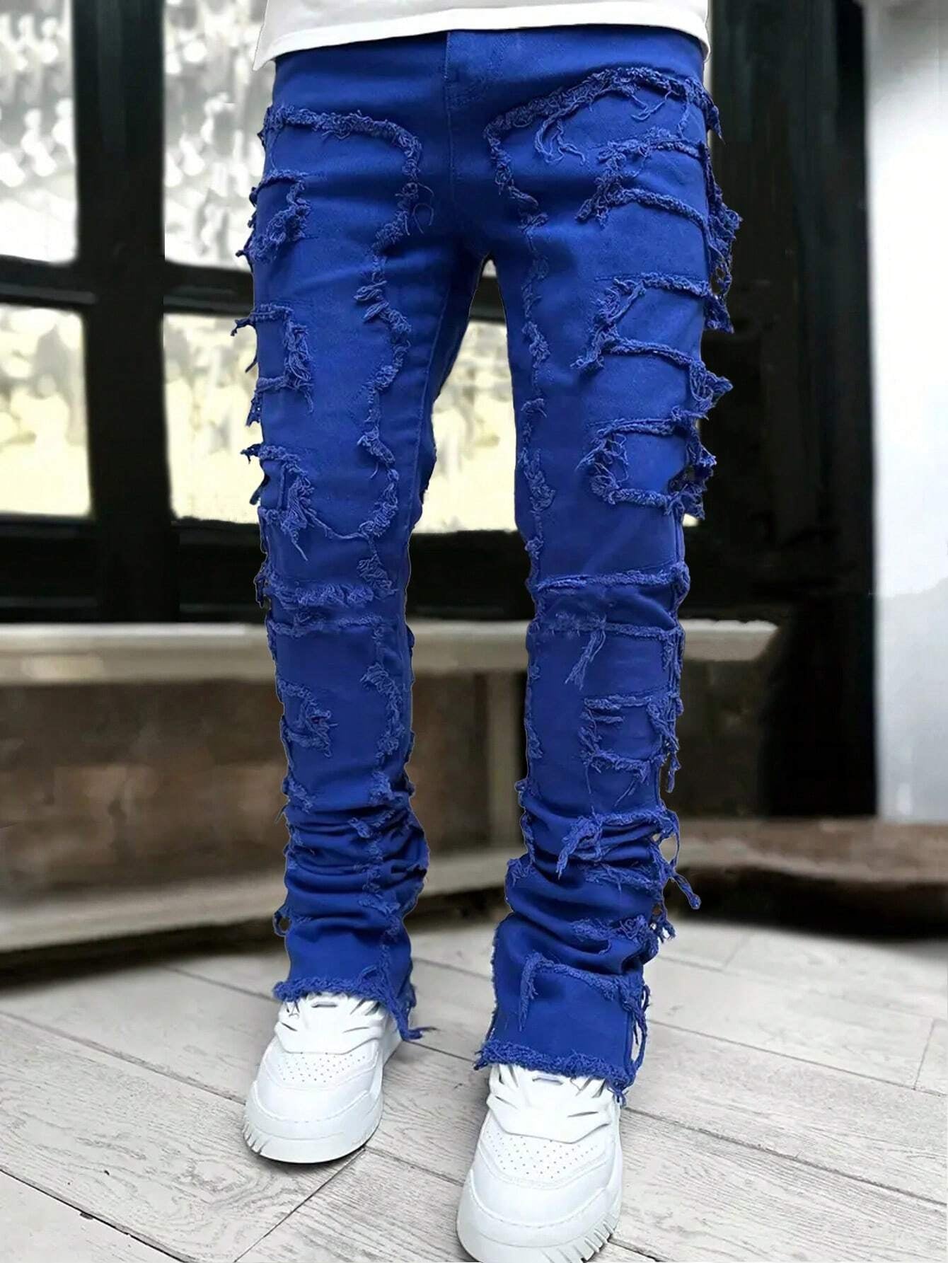 Men's Camo Print Ripped Jeans Camo Colors