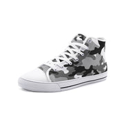 Camo Shoes | High Top Canvas | Black, White, and Gray Camo Colors