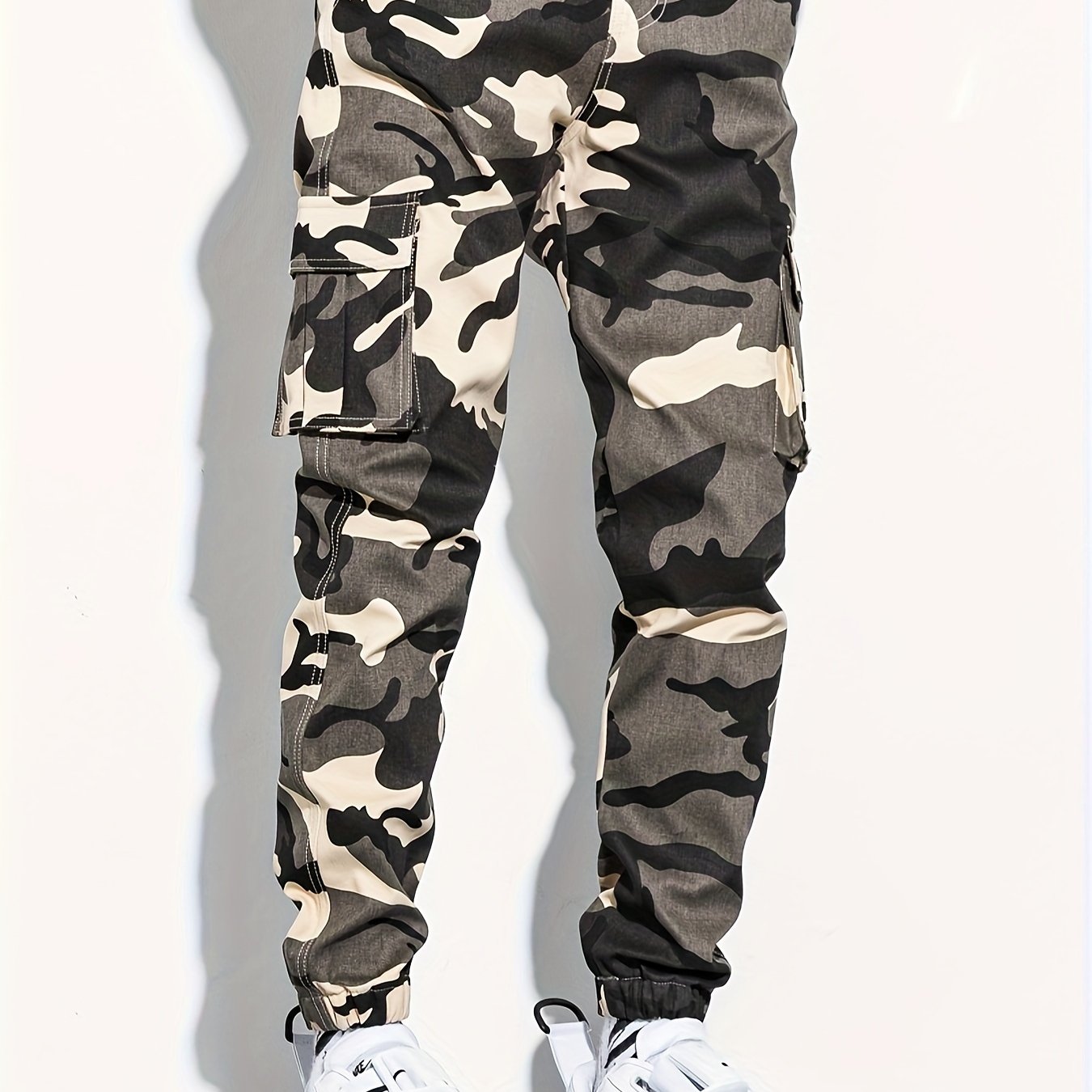 Men's Camo Cargo Cropped Pants With Multi Pockets | Vintage Style Camo Colors
