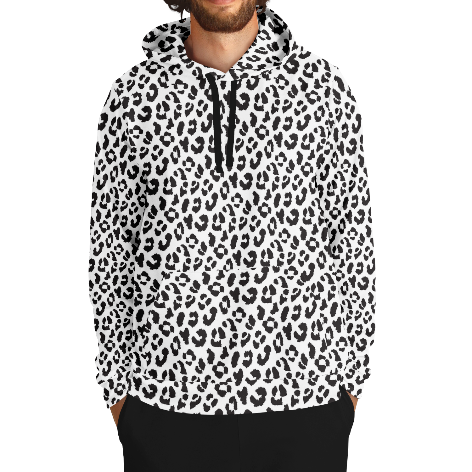 Leopard Hoodie | Black and White Pattern | Unisex Camo Colors